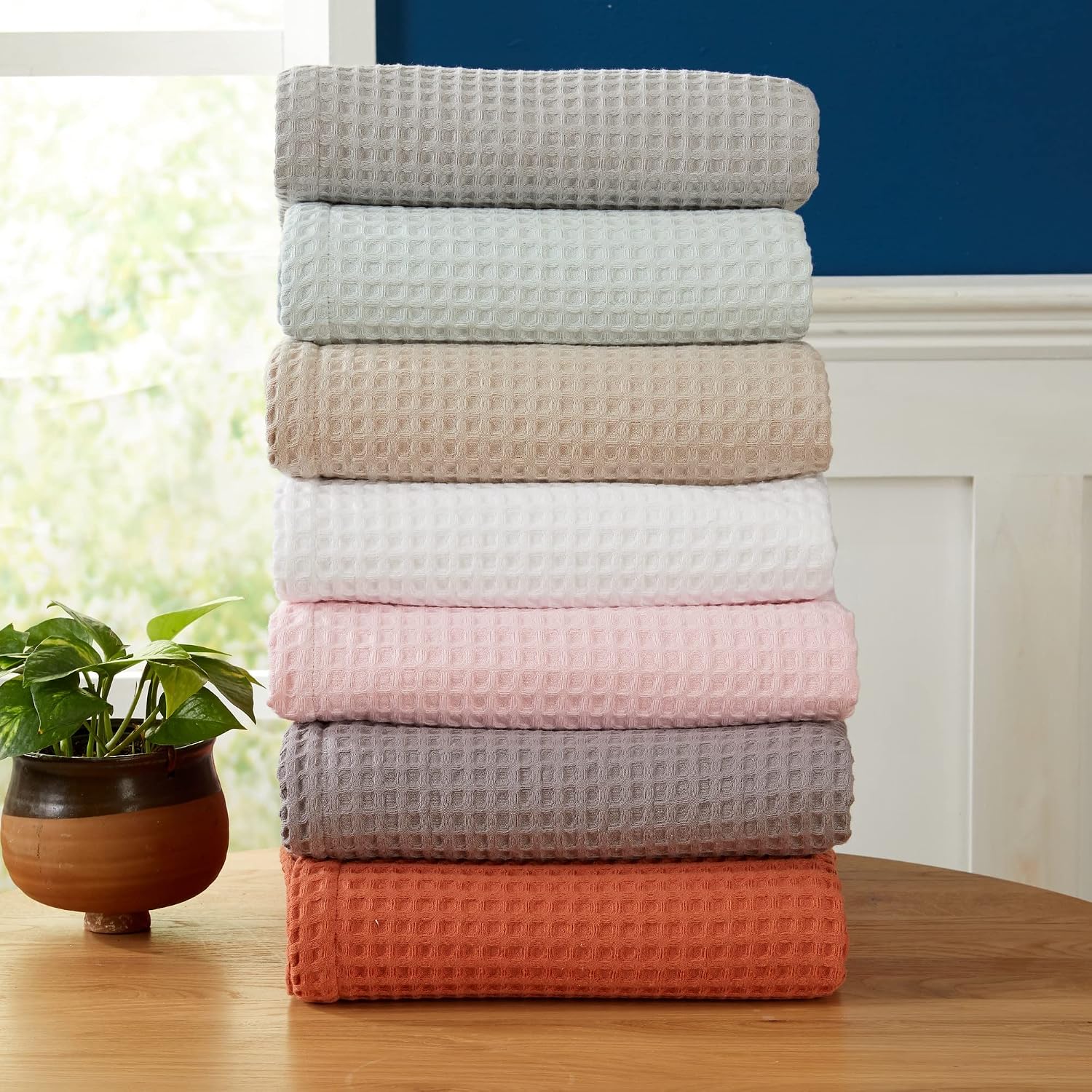 Cotton Waffle-Weave Bed Blanket