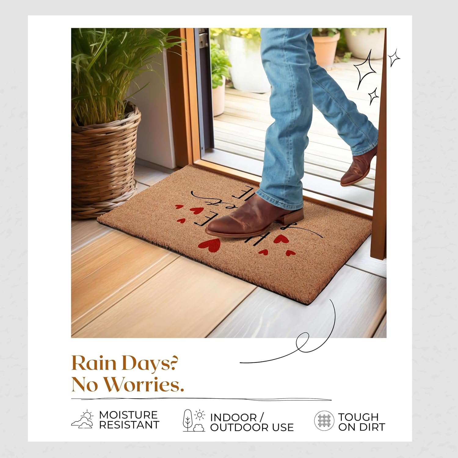 Coir Doormat with PVC Backing, 17 x 30 inch