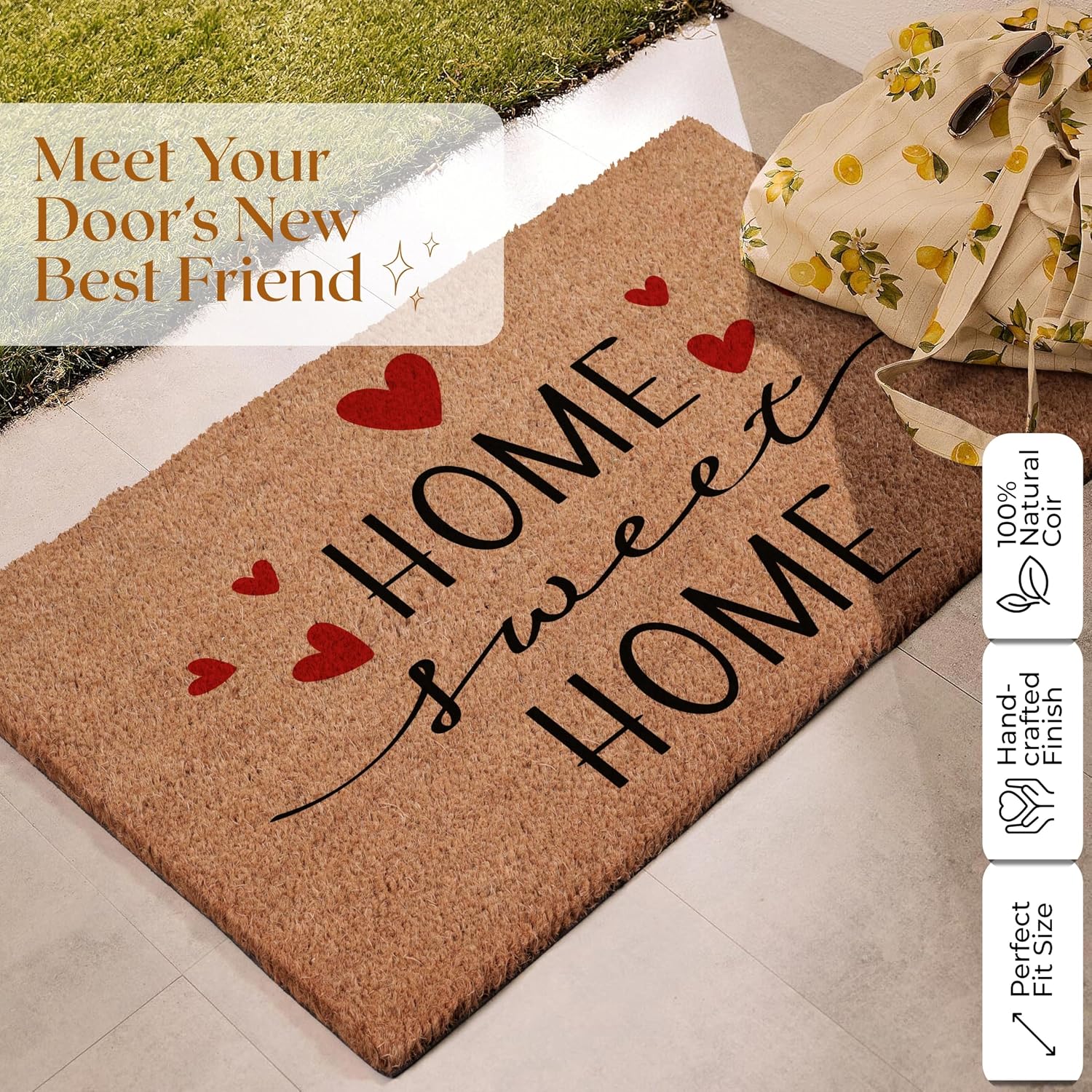 Coir Doormat with PVC Backing, 17 x 30 inch