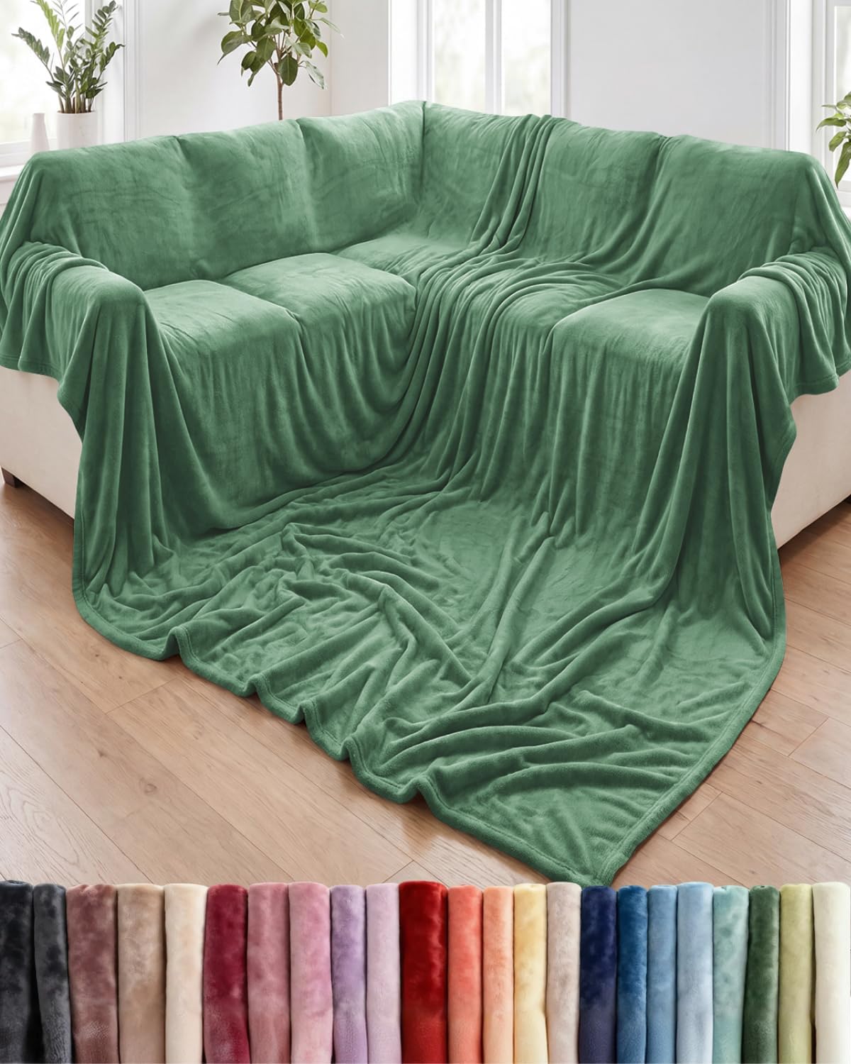 Ultra-Soft Flannel Fleece Throw Blanket, Cream