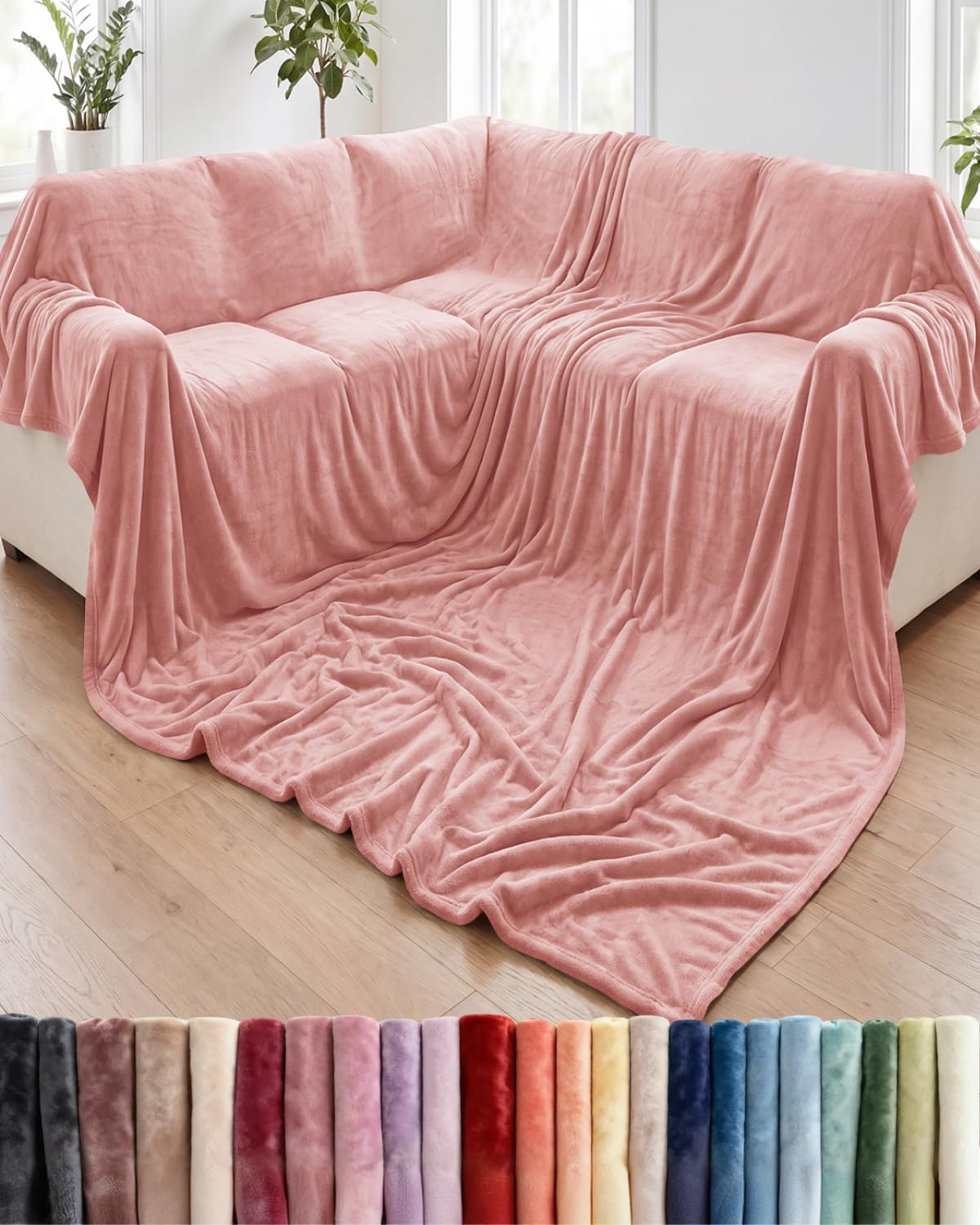 Ultra-Soft Flannel Fleece Throw Blanket, Cream