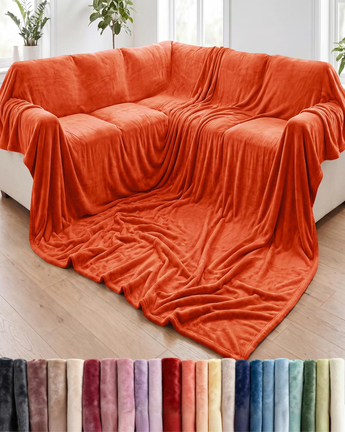 Ultra-Soft Flannel Fleece Throw Blanket, Cream