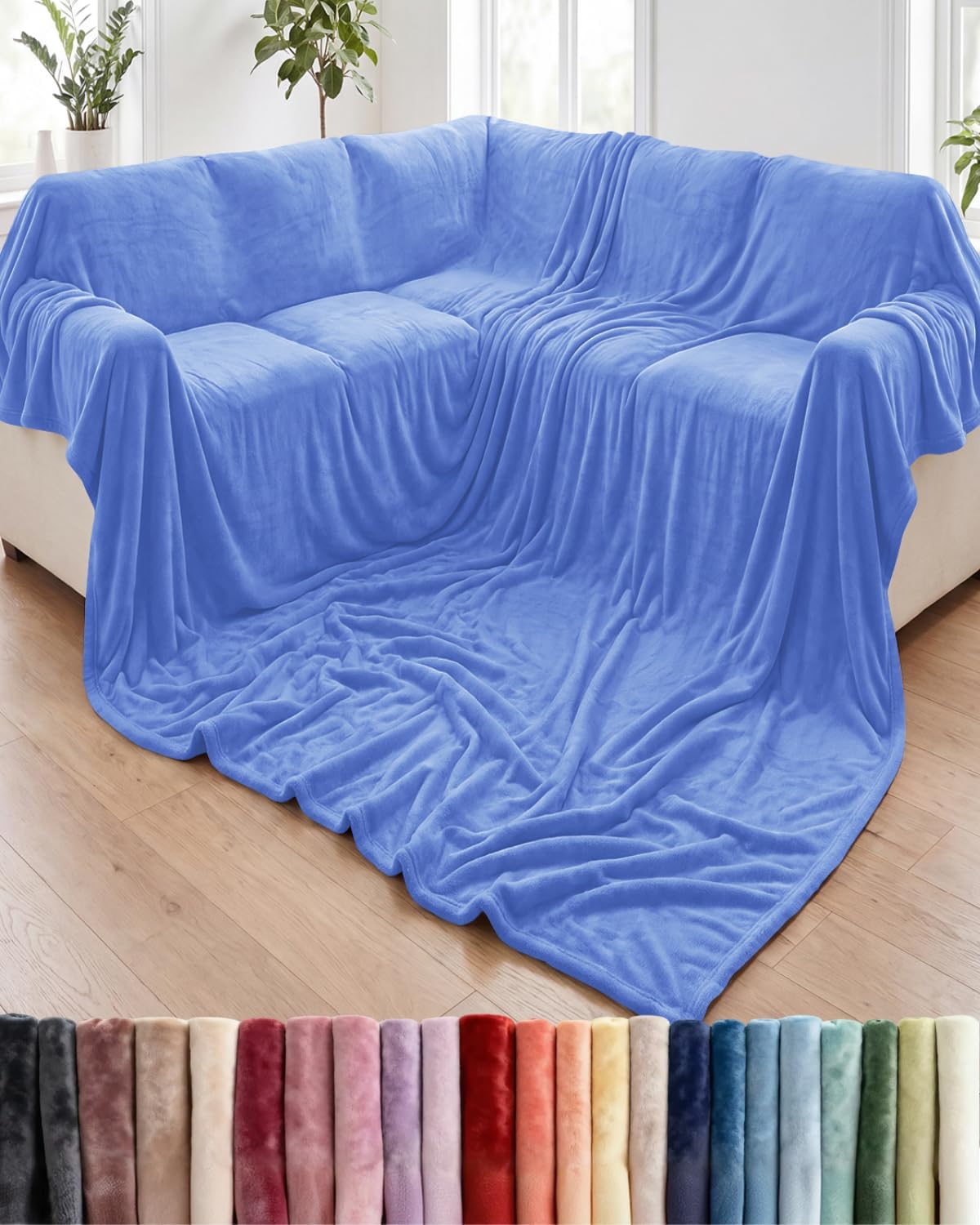 Ultra-Soft Flannel Fleece Throw Blanket, Cream