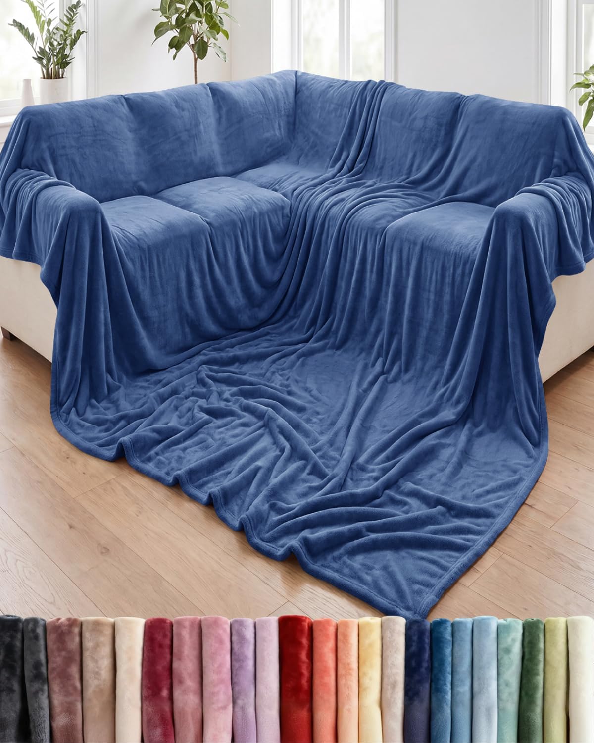 Ultra-Soft Flannel Fleece Throw Blanket, Cream