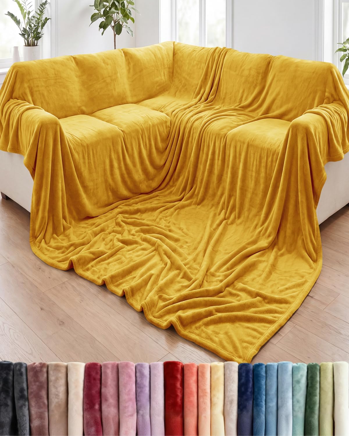 Ultra-Soft Flannel Fleece Throw Blanket, Cream