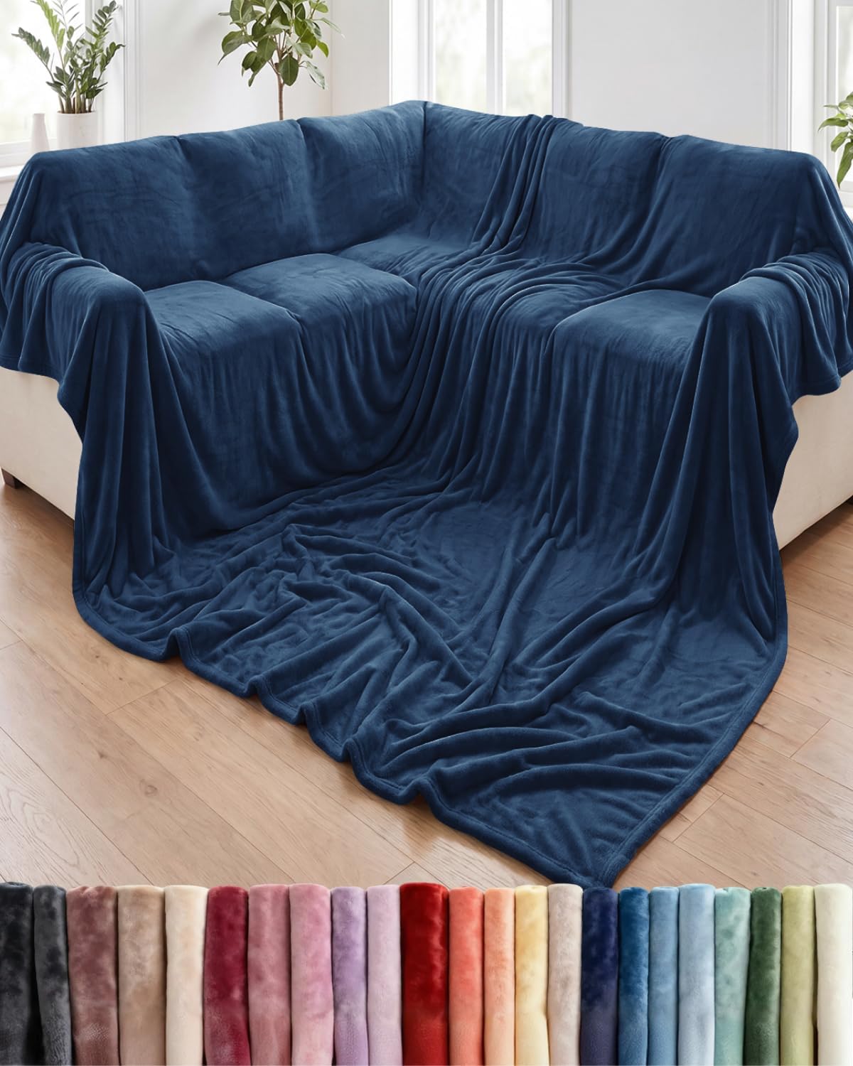 Ultra-Soft Flannel Fleece Throw Blanket, Cream