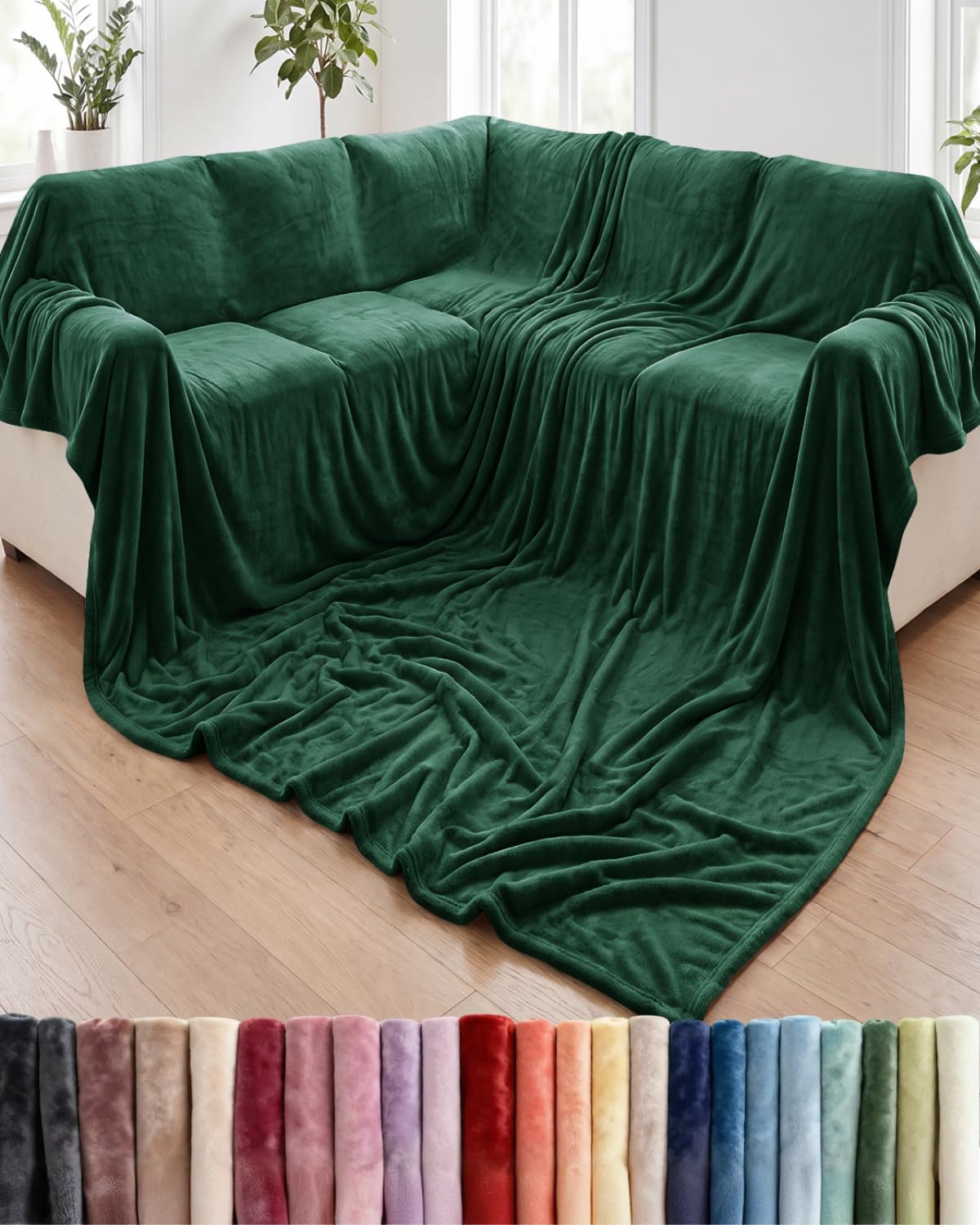 Ultra-Soft Flannel Fleece Throw Blanket, Cream