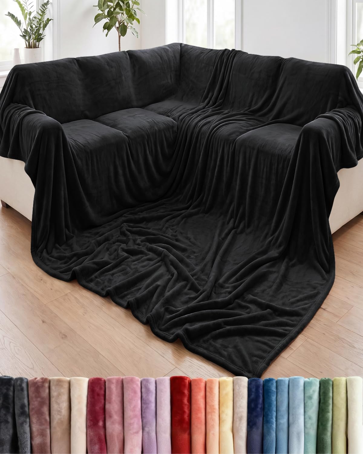 Ultra-Soft Flannel Fleece Throw Blanket, Cream