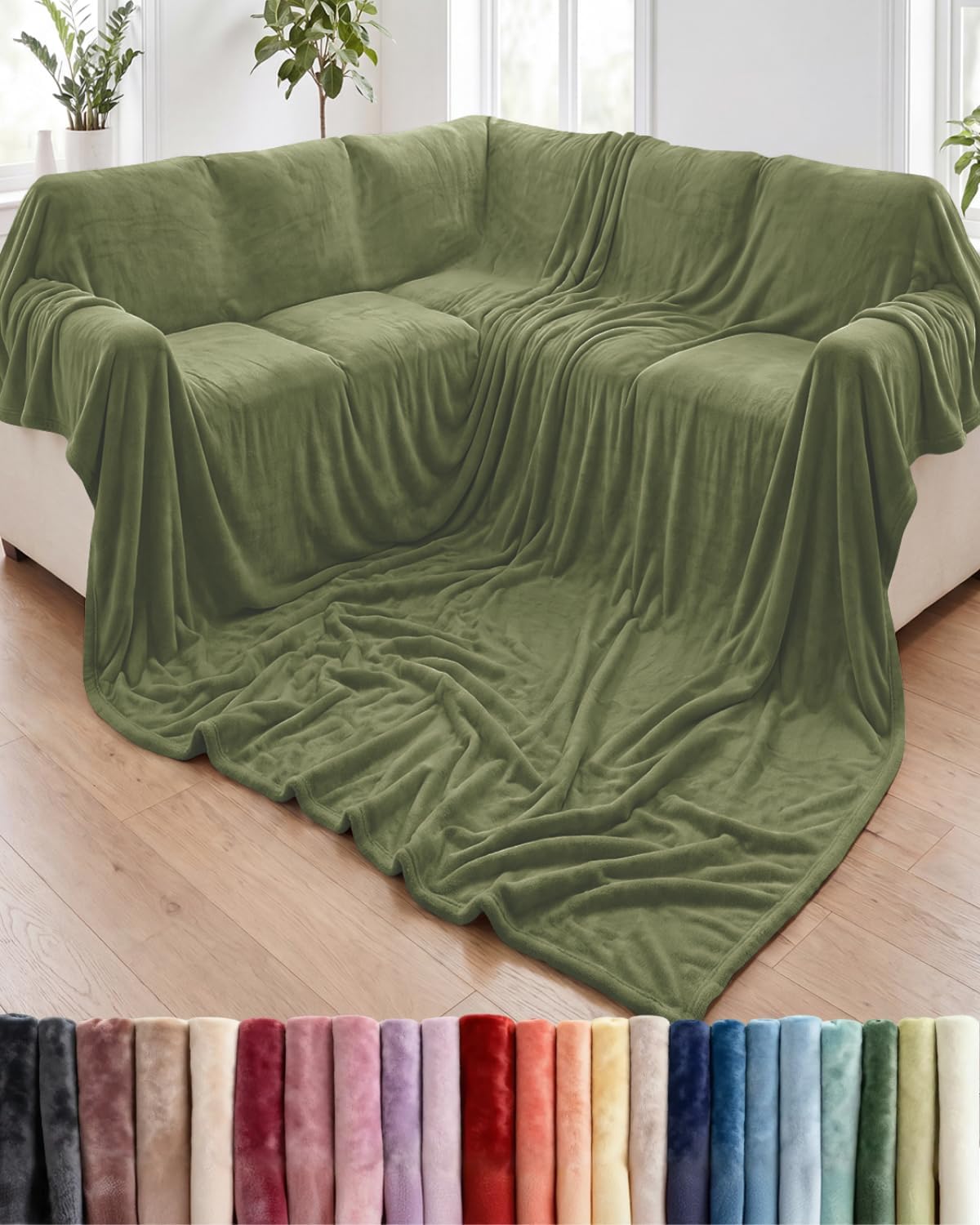 Ultra-Soft Flannel Fleece Throw Blanket, Cream