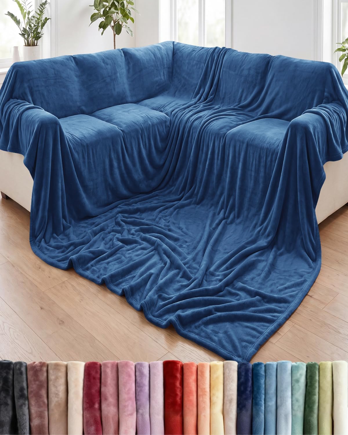Ultra-Soft Flannel Fleece Throw Blanket, Cream