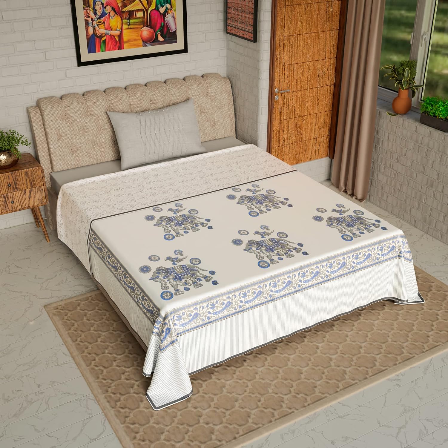 Reversible Cotton Dohar, Single Bed, Floral