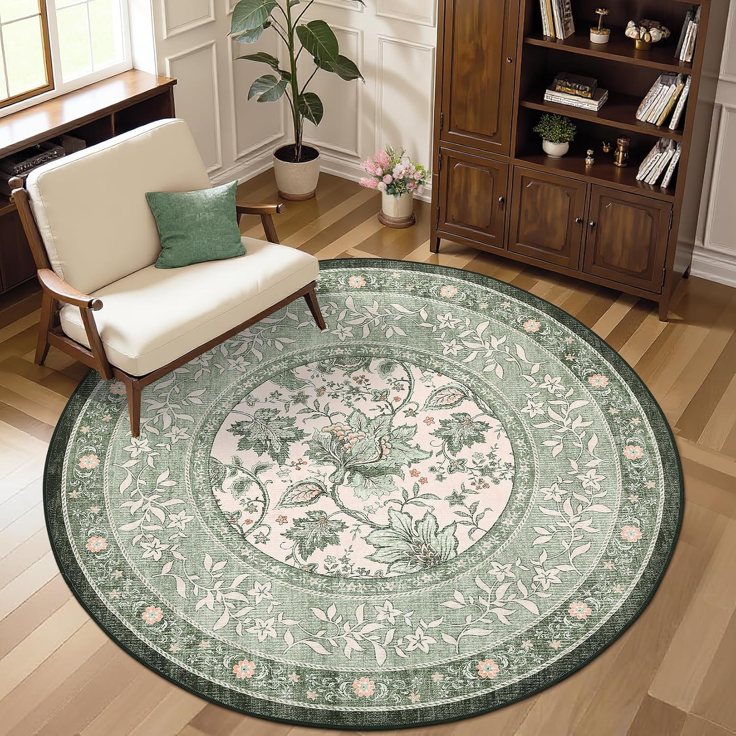 Botanical Washable Area Rug, 5 x 7 ft
