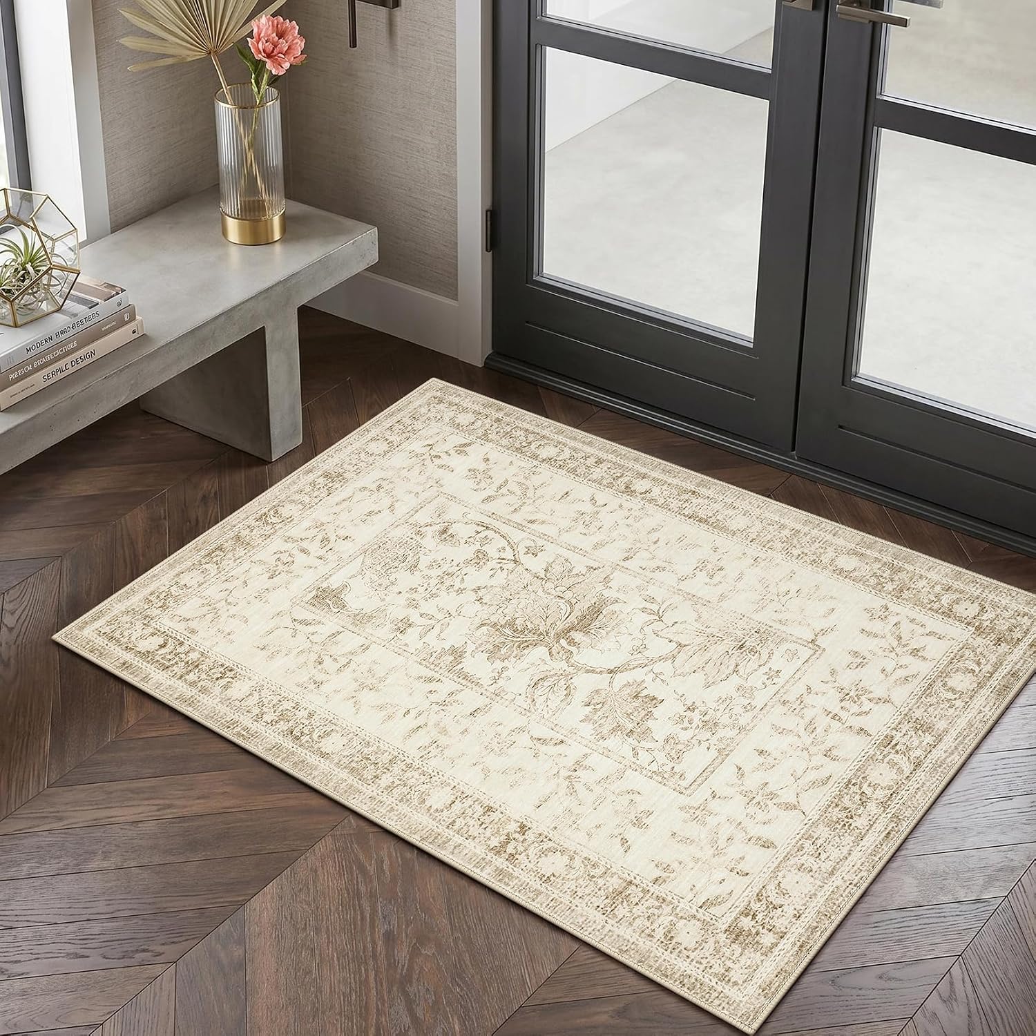 Botanical Washable Area Rug, 5 x 7 ft