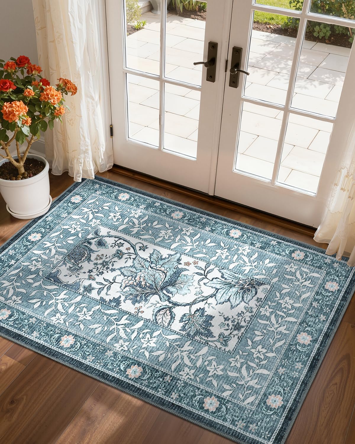 Botanical Washable Area Rug, 5 x 7 ft