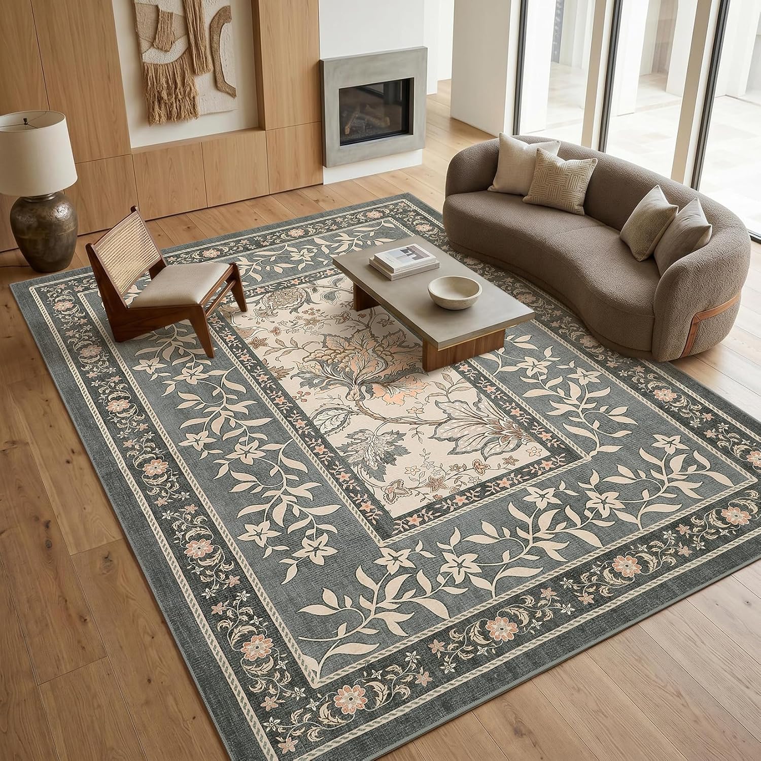 Botanical Washable Area Rug, 5 x 7 ft