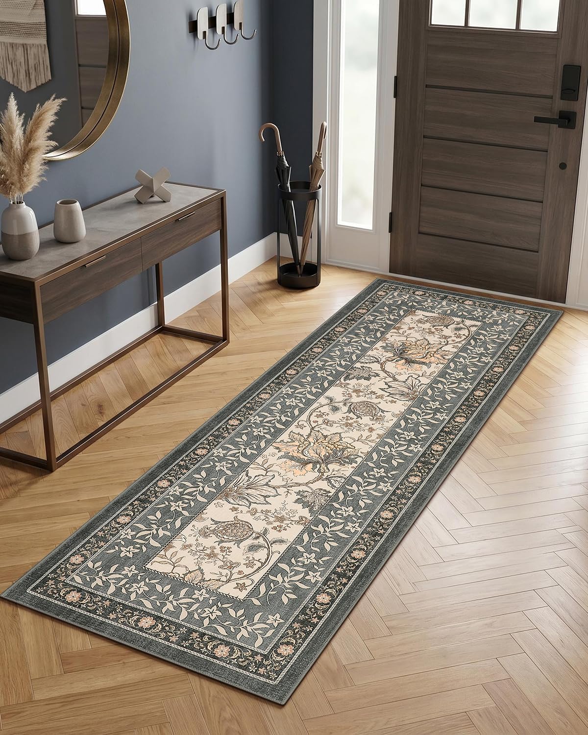 Botanical Washable Area Rug, 5 x 7 ft