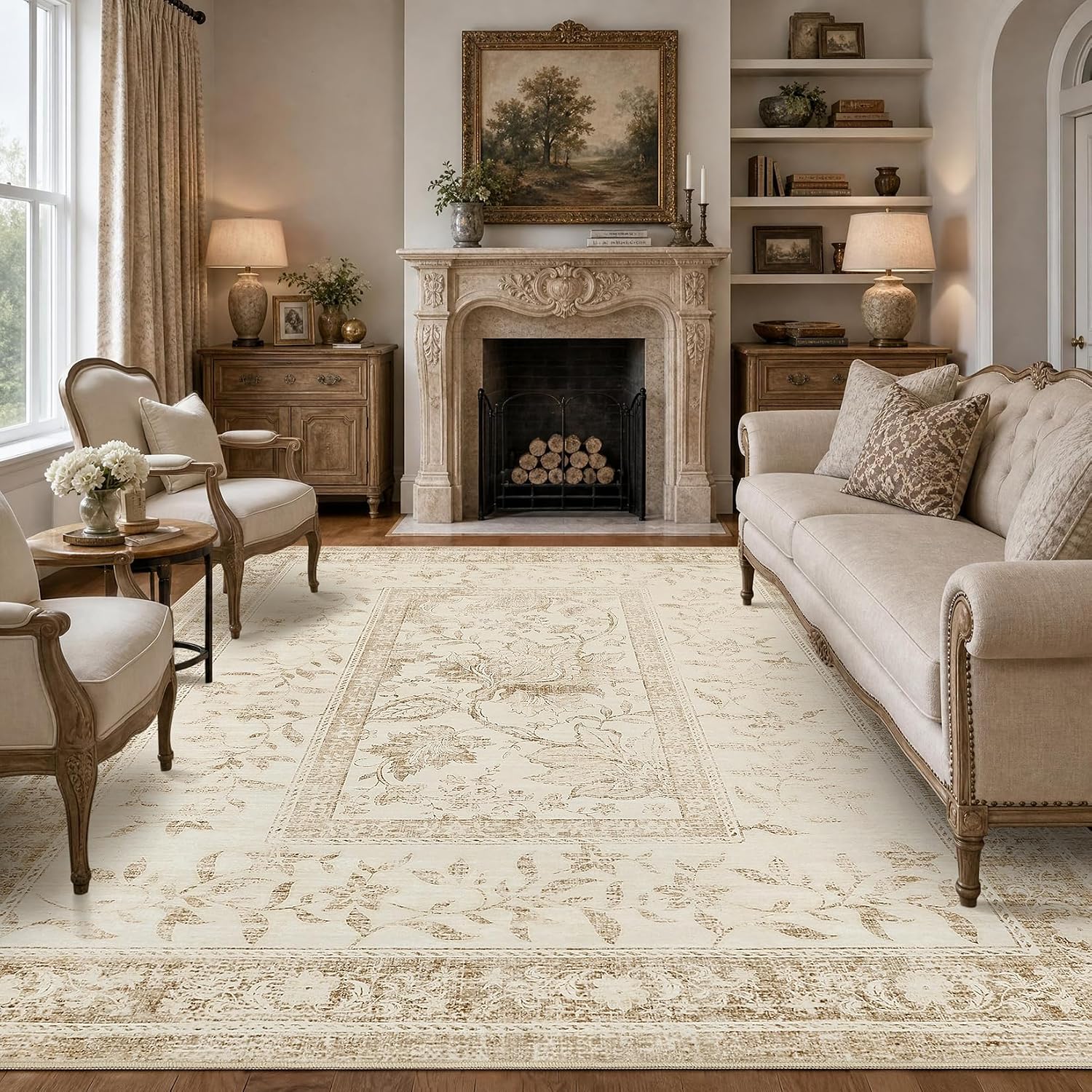 Botanical Washable Area Rug, 5 x 7 ft