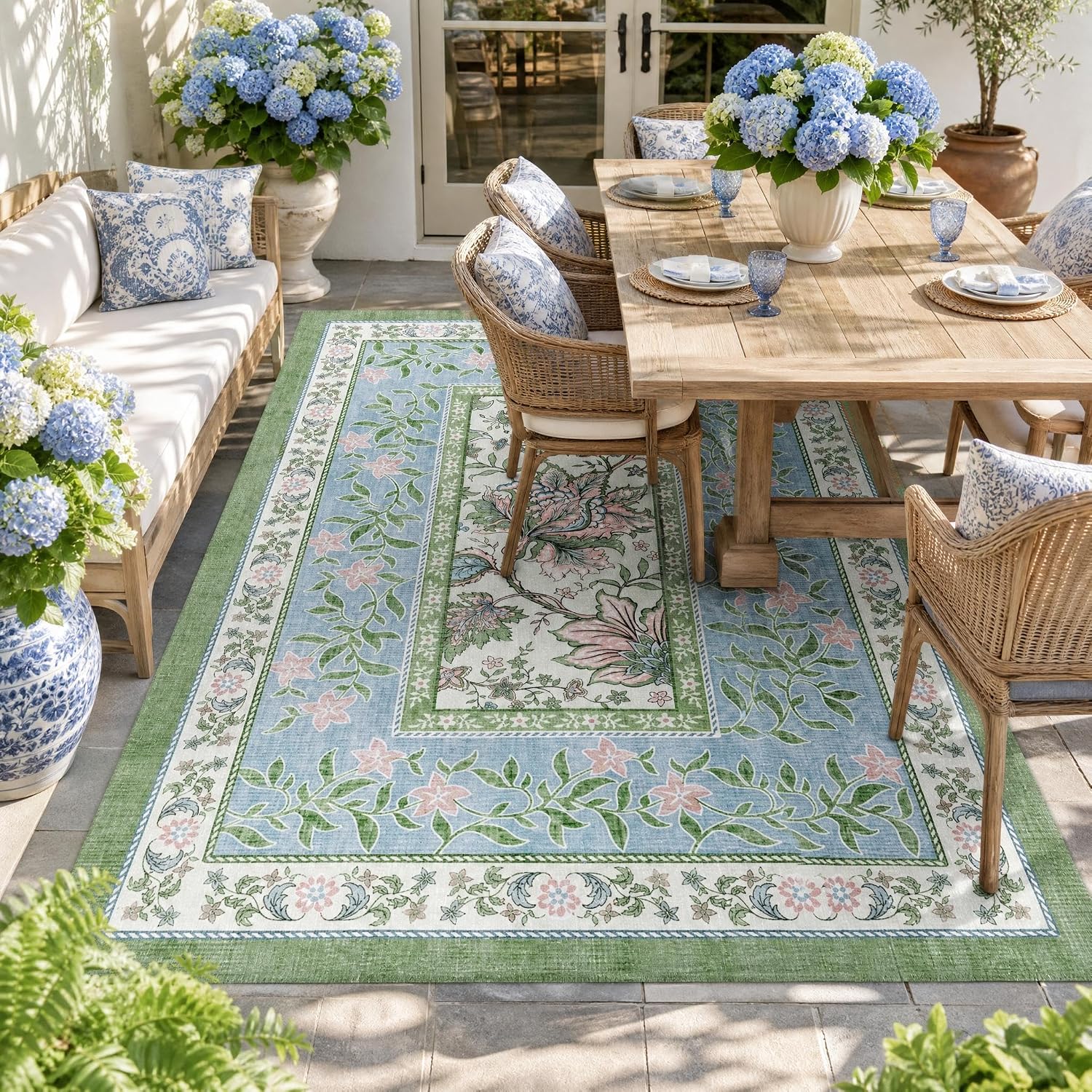 Botanical Washable Area Rug, 5 x 7 ft