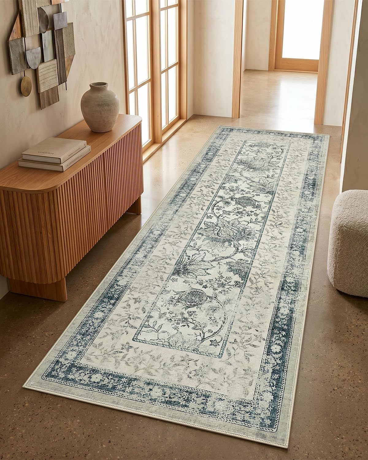 Botanical Washable Area Rug, 5 x 7 ft