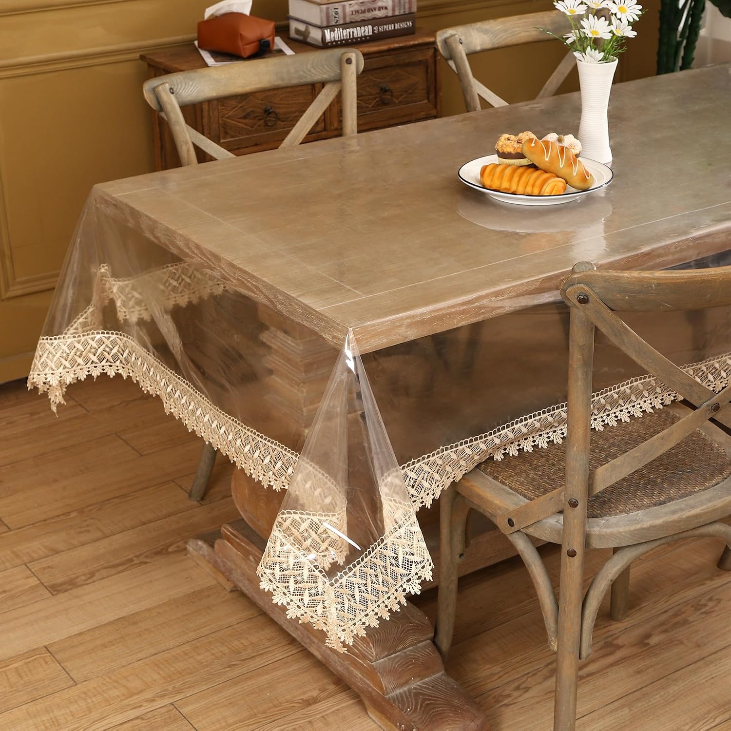 Clear Vinyl Square Tablecloth Protector