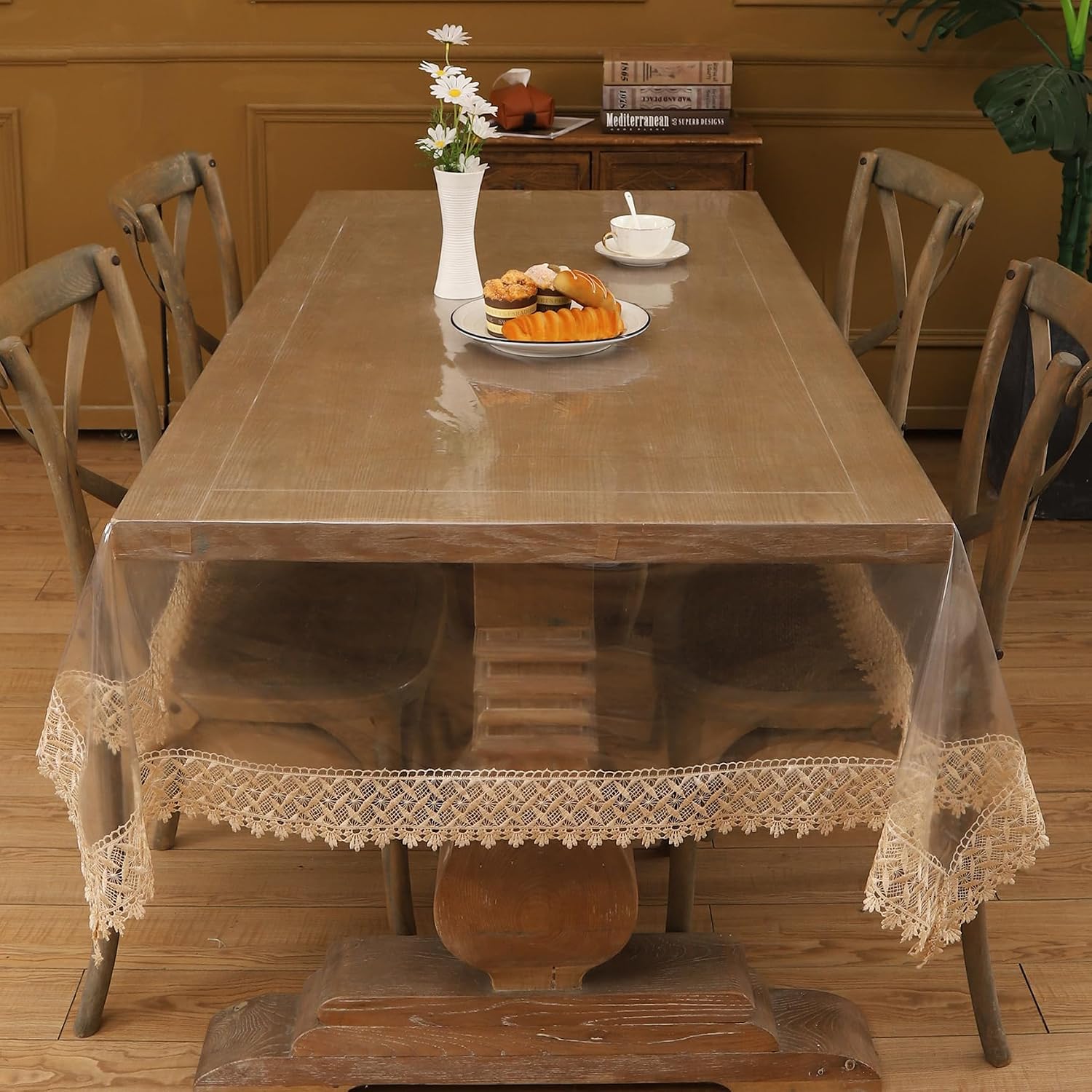 Clear Vinyl Square Tablecloth Protector