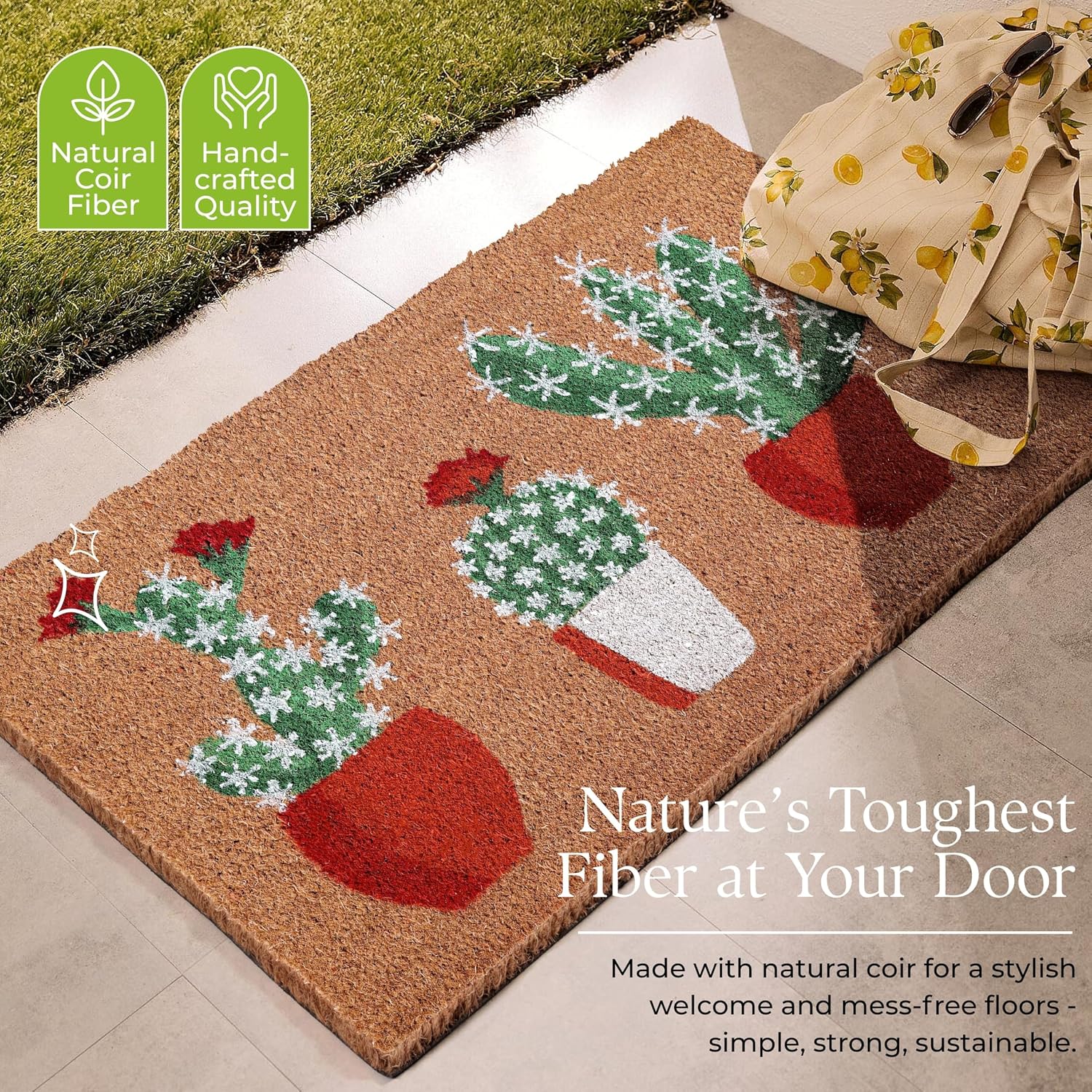 Coir Doormat with PVC Backing, 17 x 30 inch, Natural