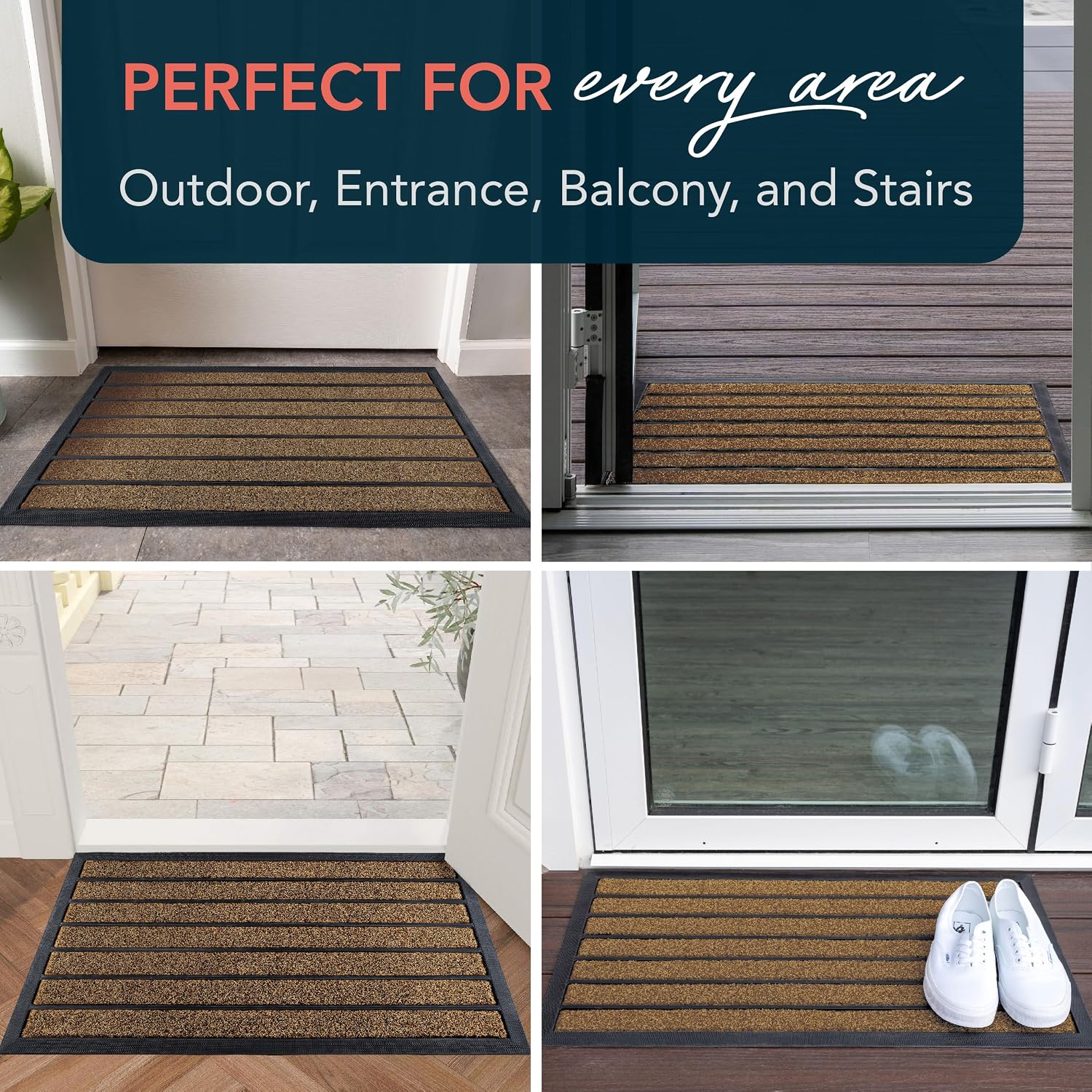 Dirt-Trapping Outdoor Doormat, 30 x 17 inch, Brown