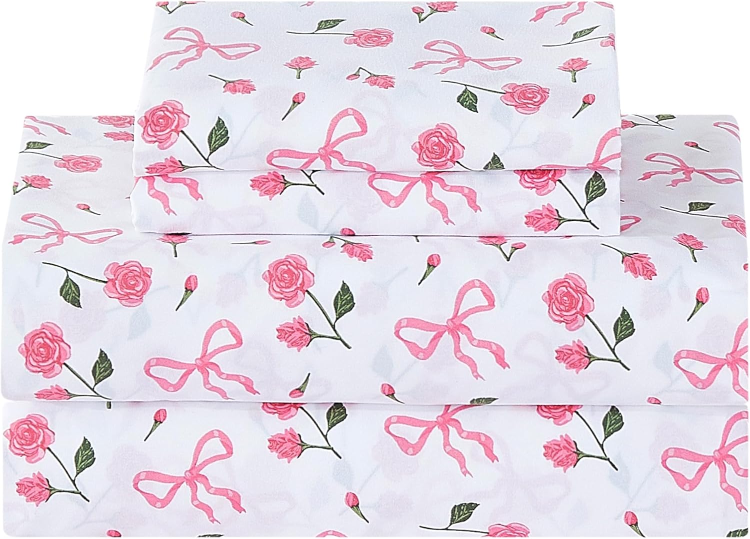 Floral Printed Queen Sheet Set, 4 Pieces, Purple