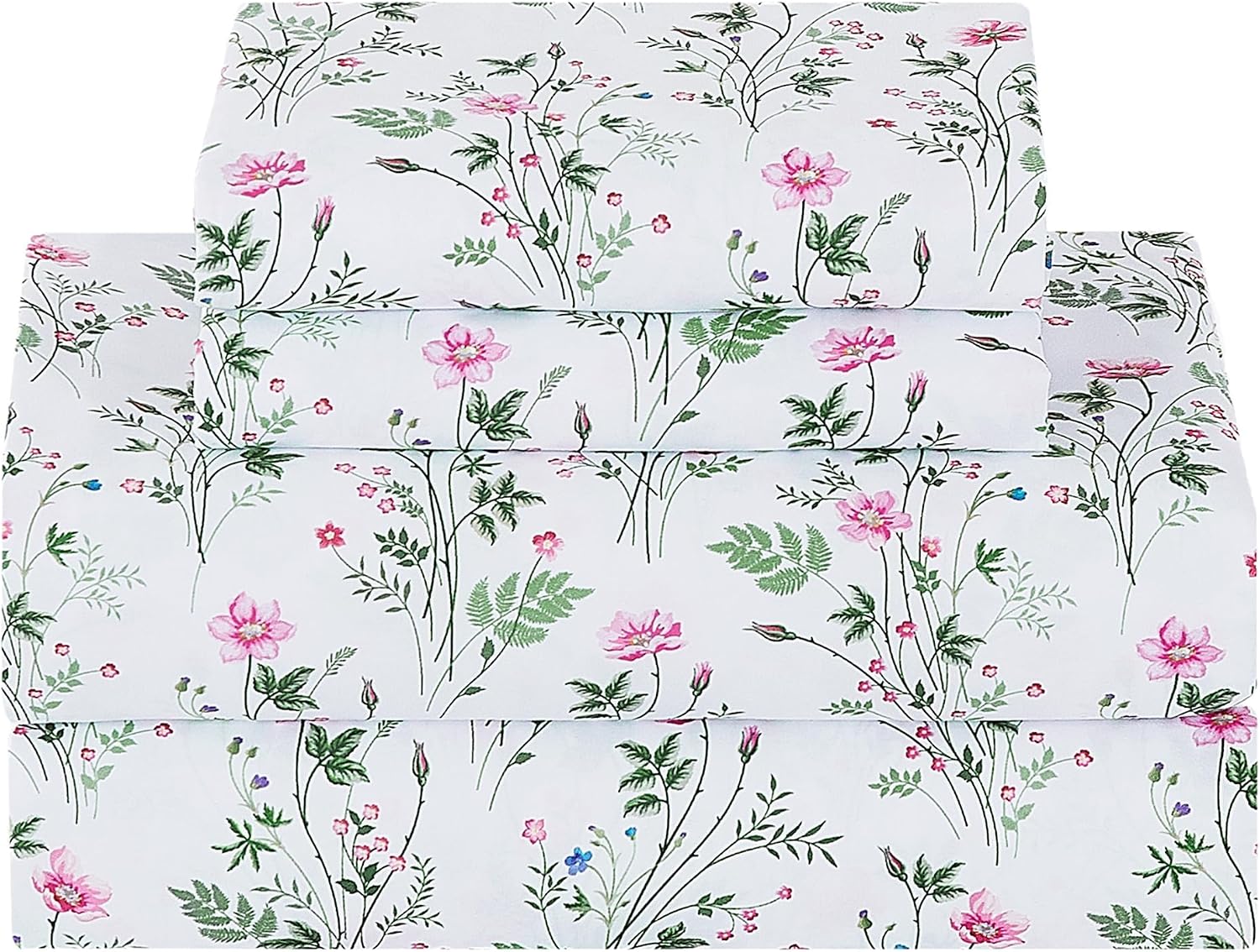 Floral Printed Queen Sheet Set, 4 Pieces, Purple