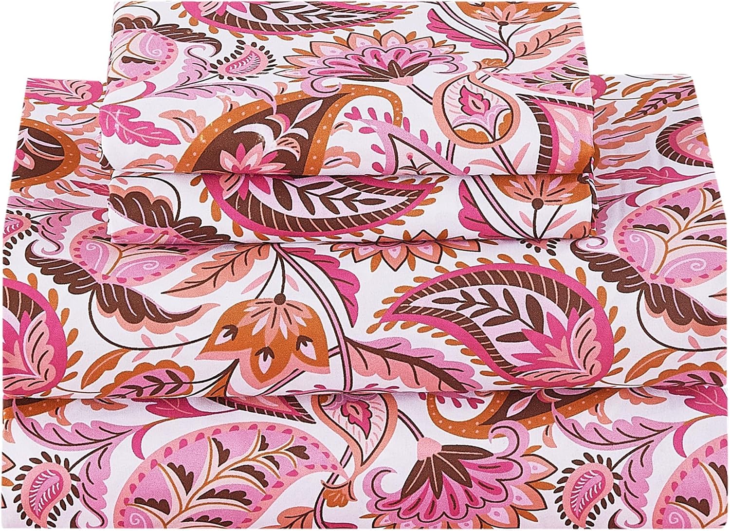 Floral Printed Queen Sheet Set, 4 Pieces, Purple