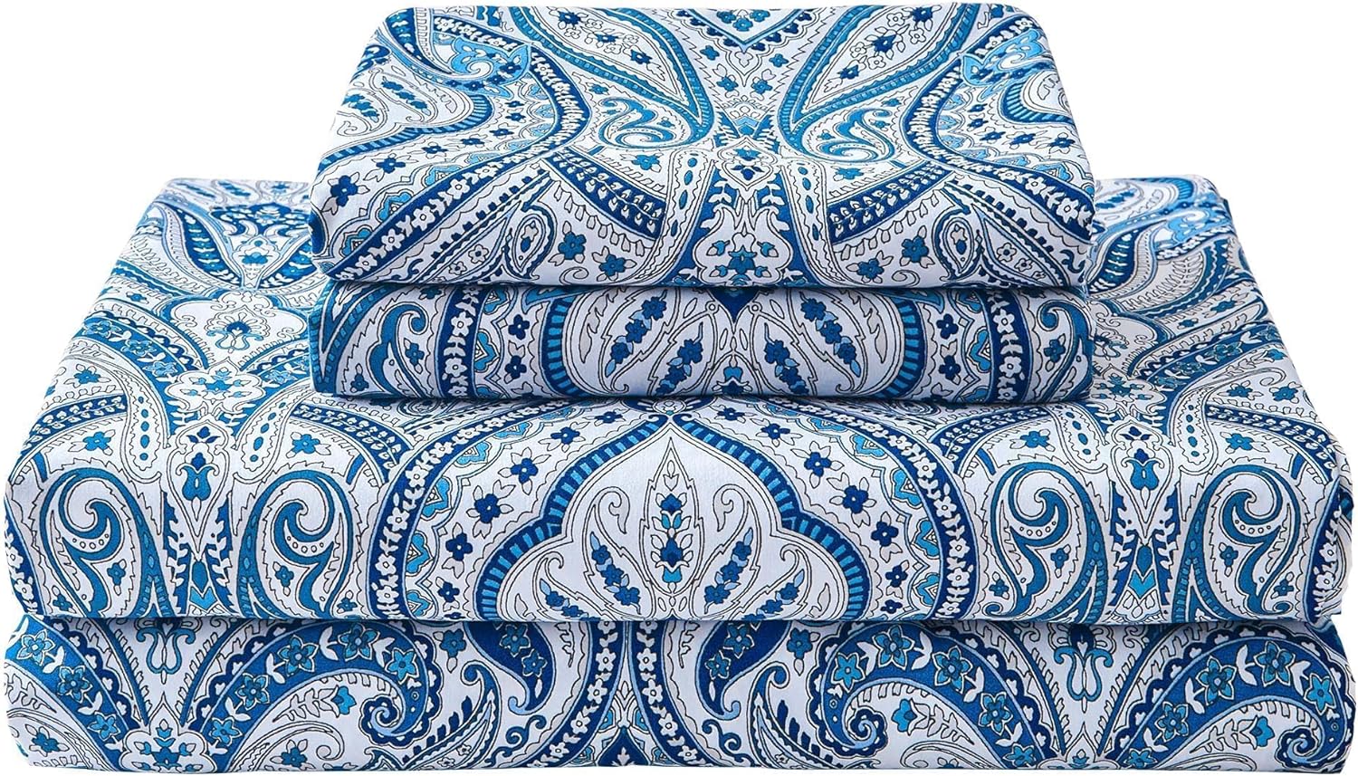 Floral Printed Queen Sheet Set, 4 Pieces, Purple