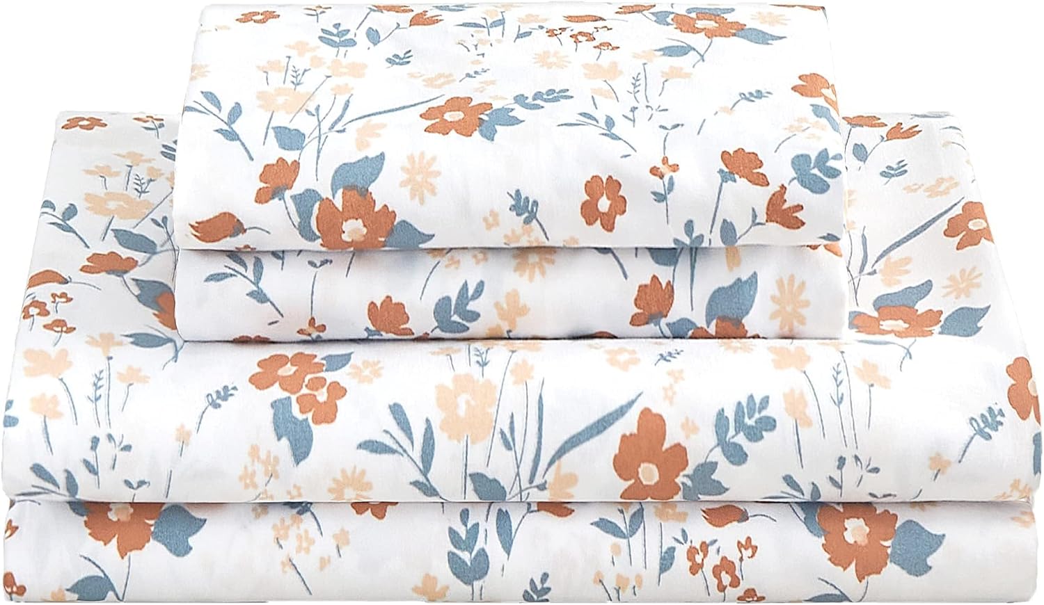 Floral Printed Queen Sheet Set, 4 Pieces, Purple