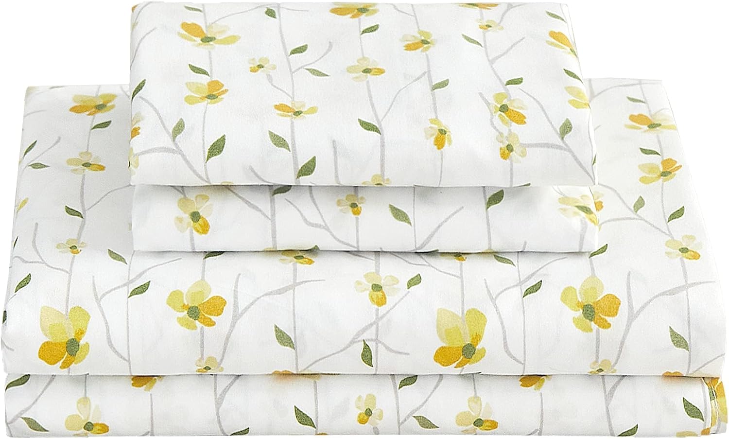Floral Printed Queen Sheet Set, 4 Pieces, Purple