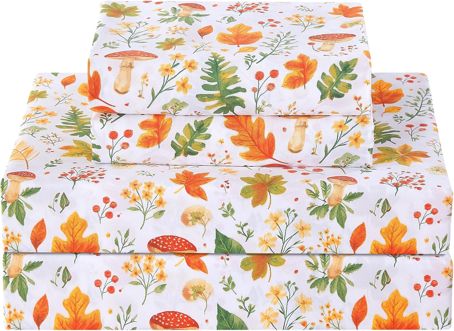 Floral Printed Queen Sheet Set, 4 Pieces, Purple