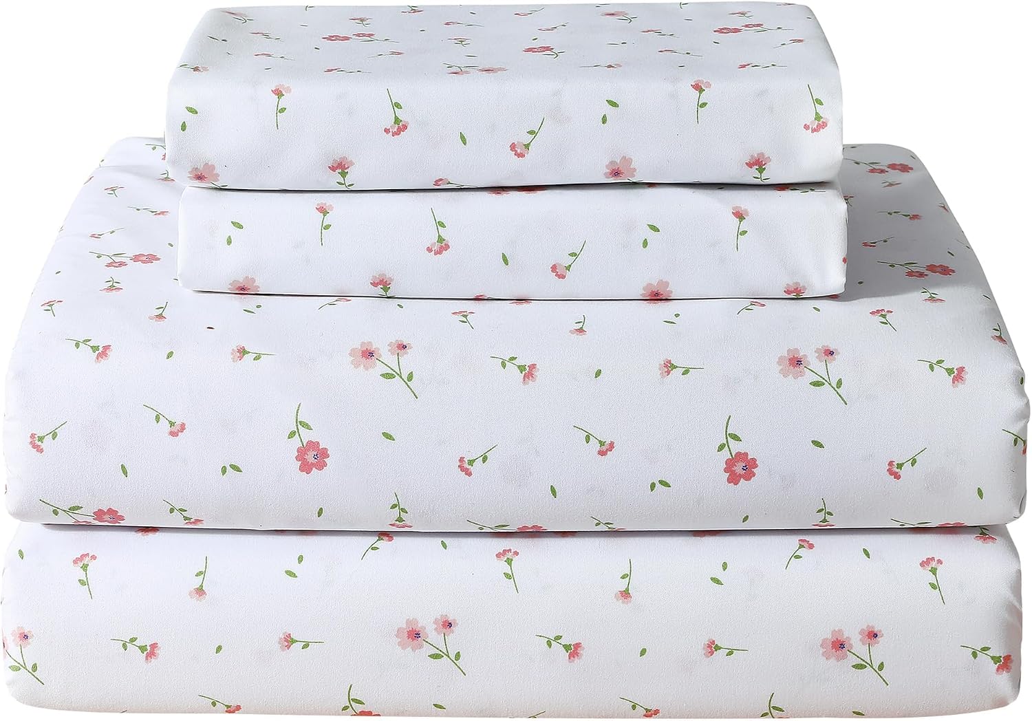 Floral Printed Queen Sheet Set, 4 Pieces, Purple