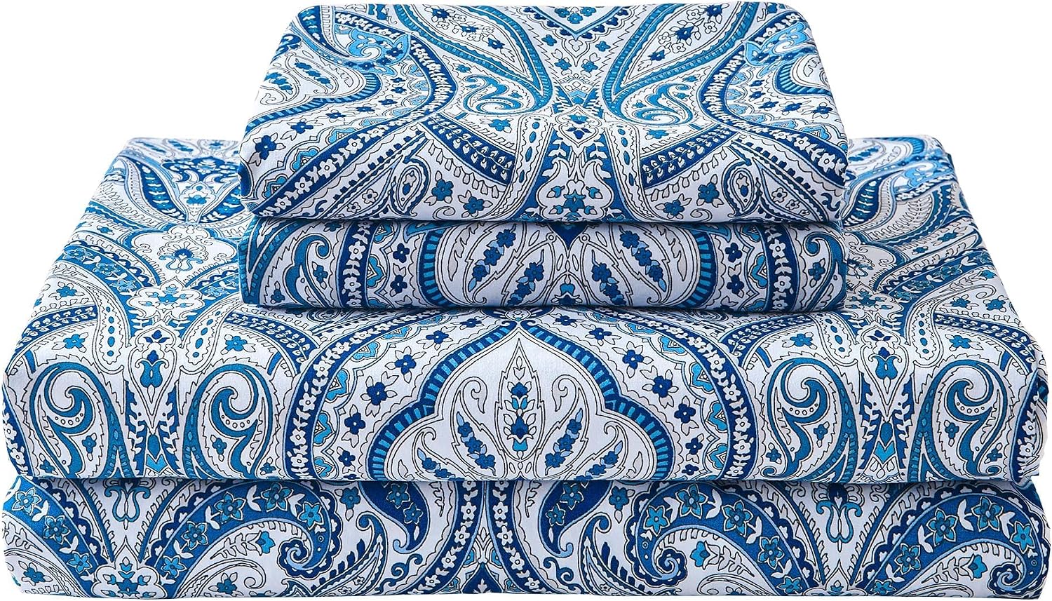 Floral Printed Queen Sheet Set, 4 Pieces, Purple