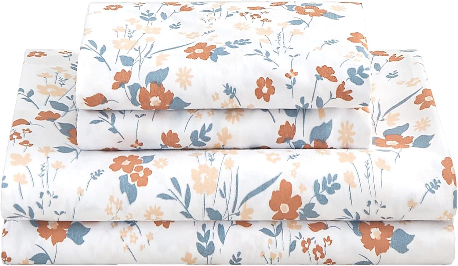 Floral Printed Queen Sheet Set, 4 Pieces, Purple