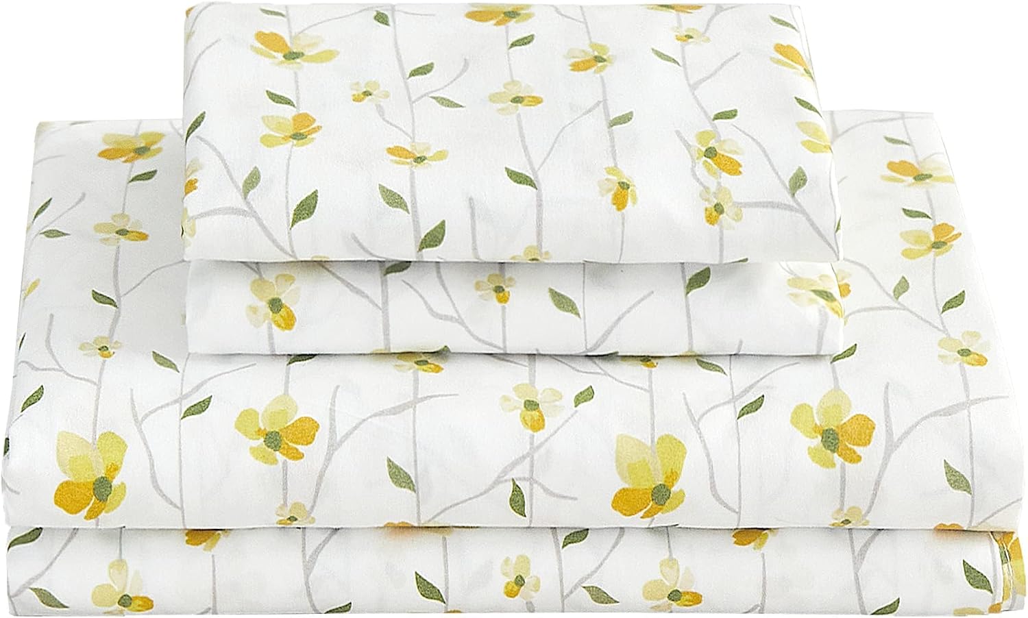 Floral Printed Queen Sheet Set, 4 Pieces, Purple