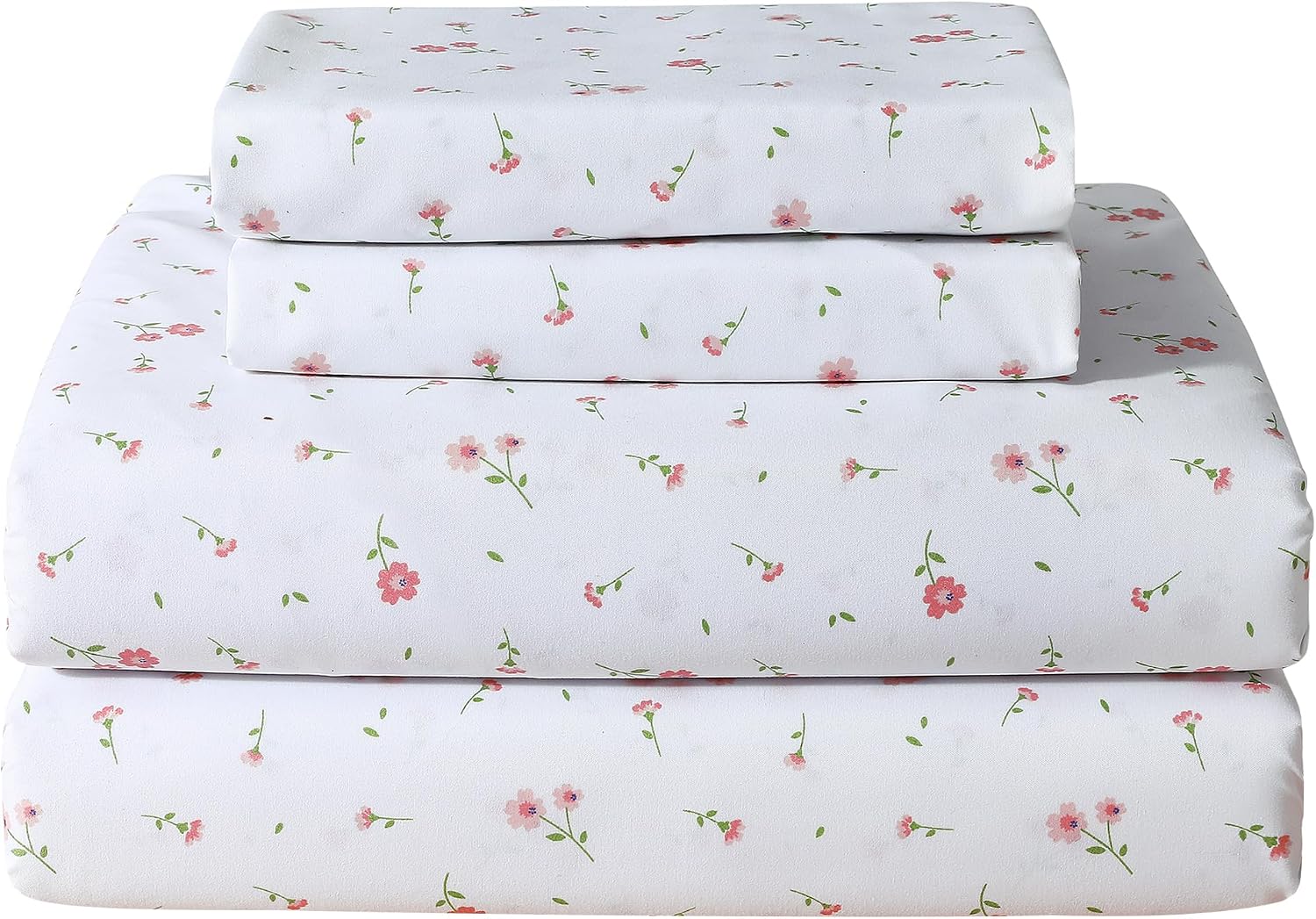 Floral Printed Queen Sheet Set, 4 Pieces, Purple