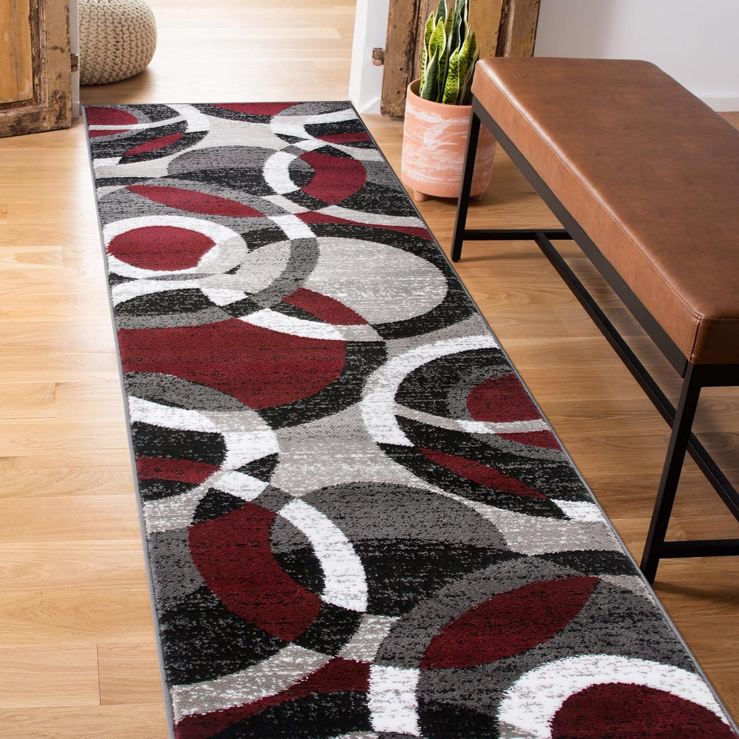 Geometric Non-Shedding Area Rug, 3 ft 3 in x 5 ft, Grey
