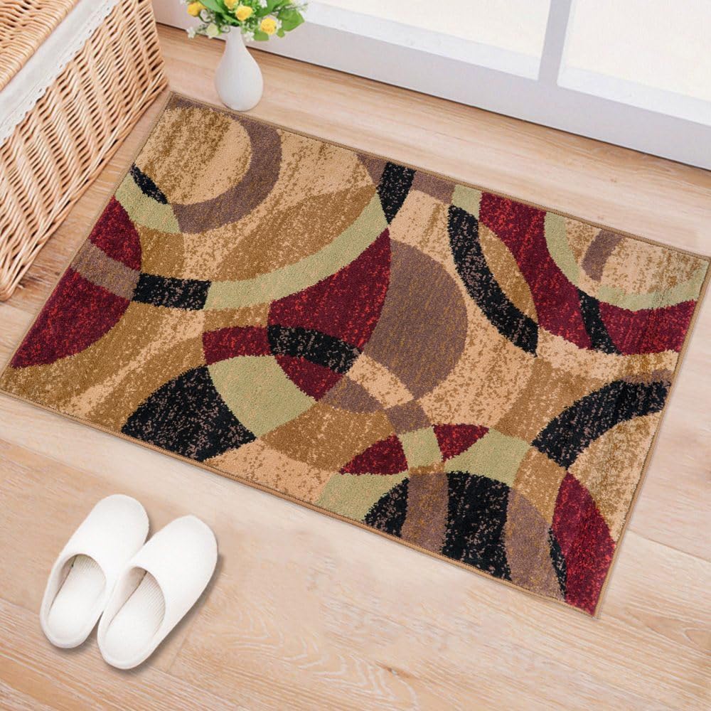 Geometric Non-Shedding Area Rug, 3 ft 3 in x 5 ft, Grey