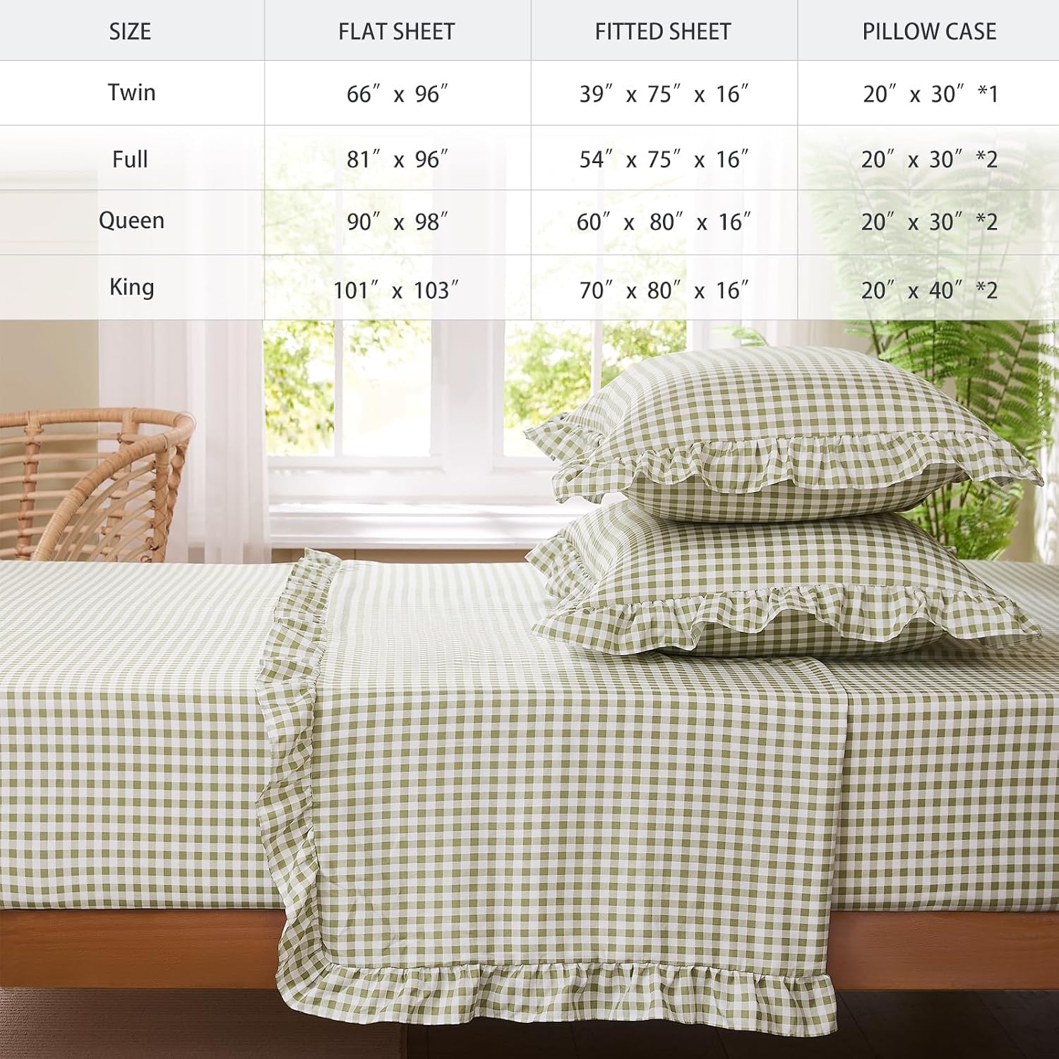 Gingham Microfibre Queen Sheet Set, 4 Pieces