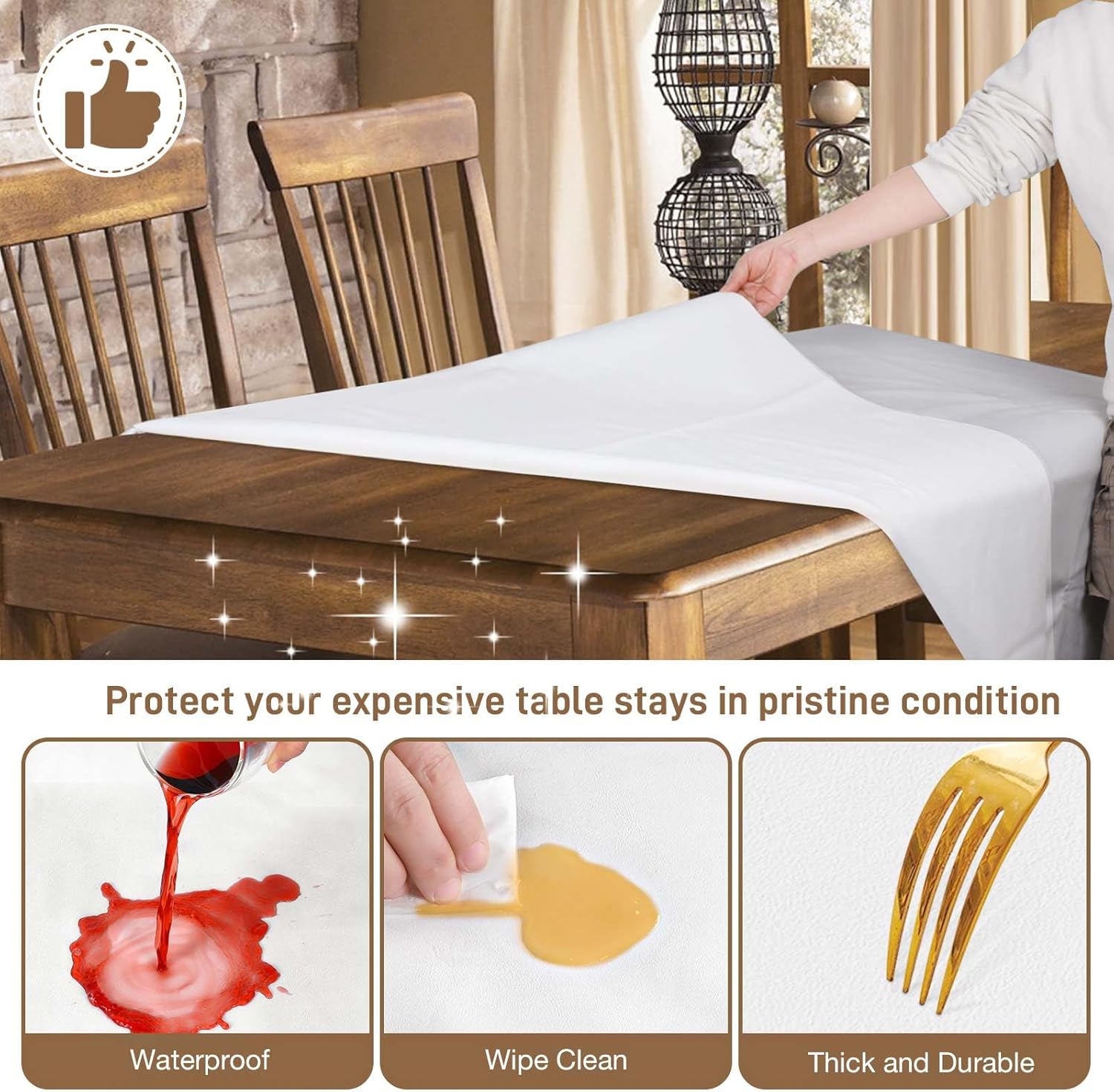 Heavy-Duty Vinyl Table Protector with Flannel Backing