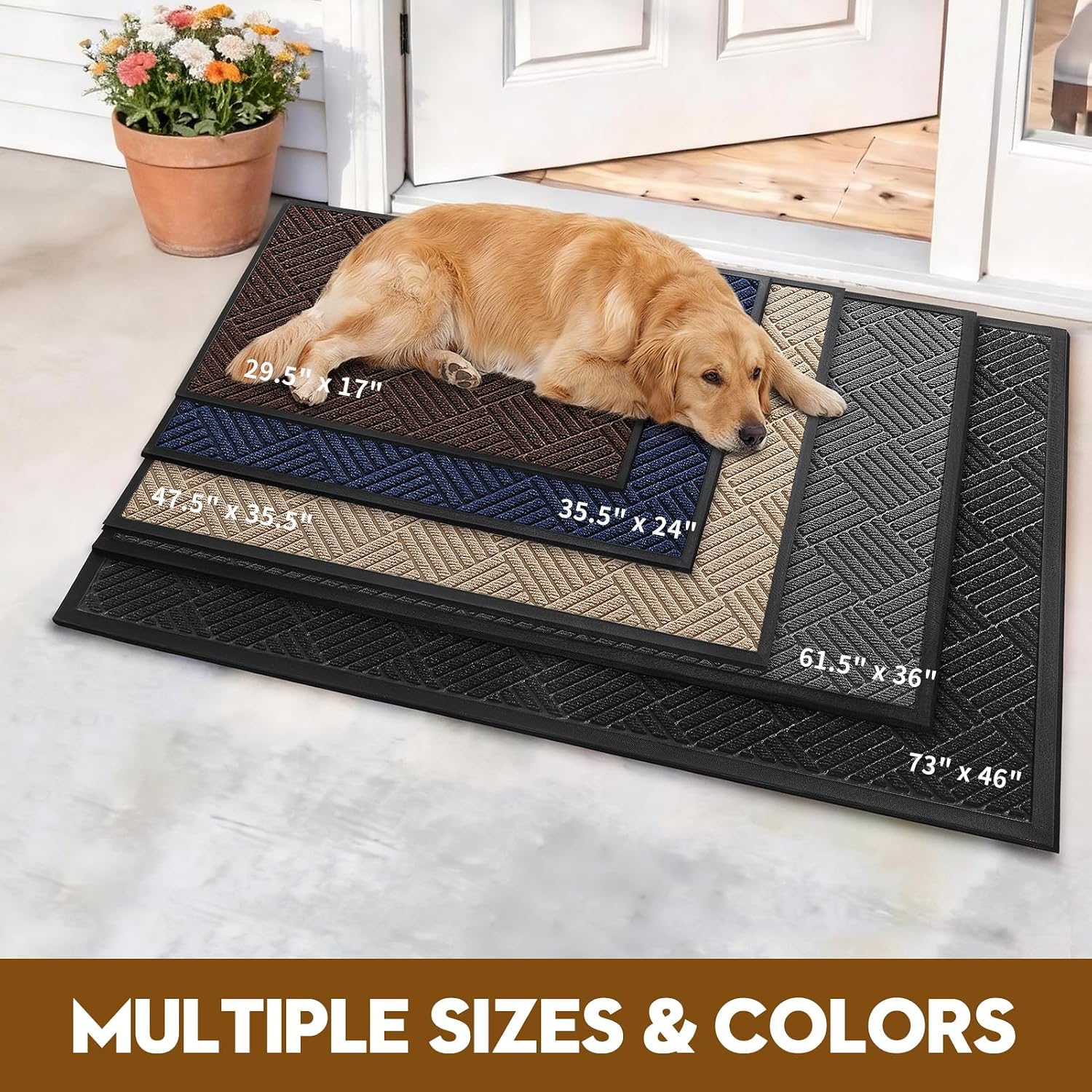 Heavy-Duty Waterproof Doormat, 29.5 x 17 inch, Grey