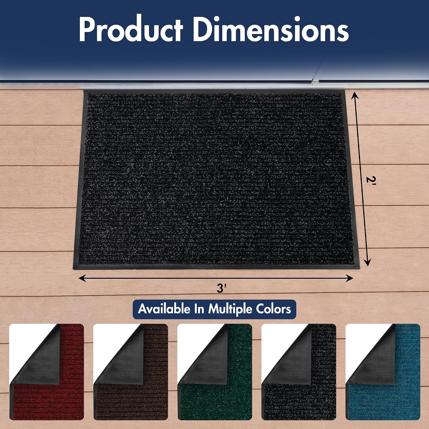 Industrial Entrance Mat, 2 x 3 ft, Charcoal
