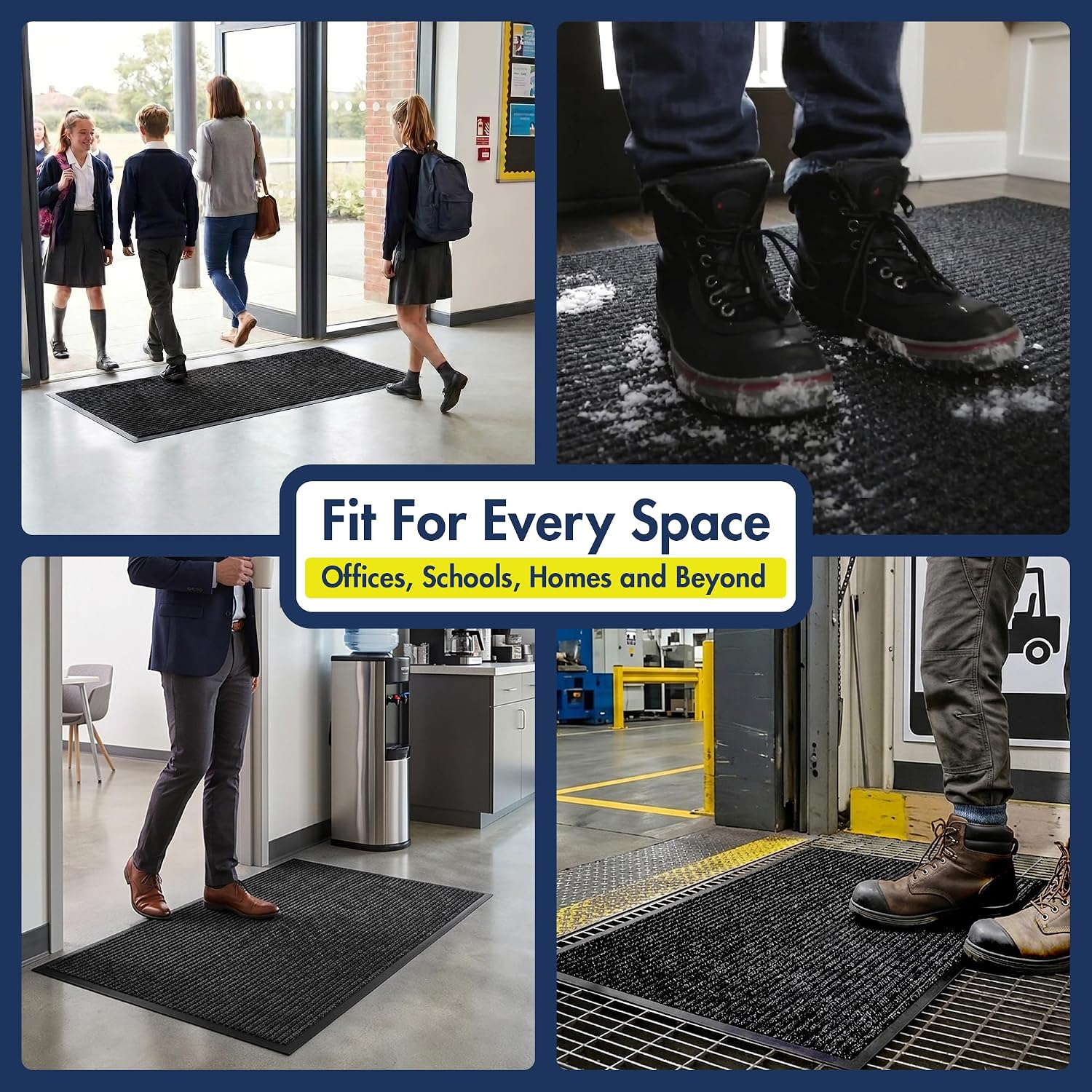 Industrial Entrance Mat, 2 x 3 ft, Charcoal