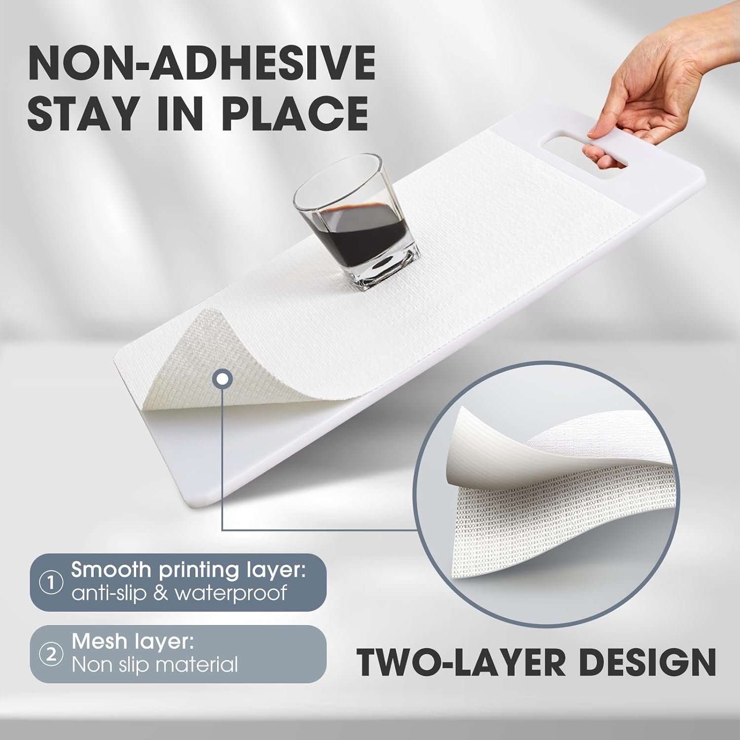 Non-Adhesive Drawer and Shelf Liner, 12 inch x 10 ft, White