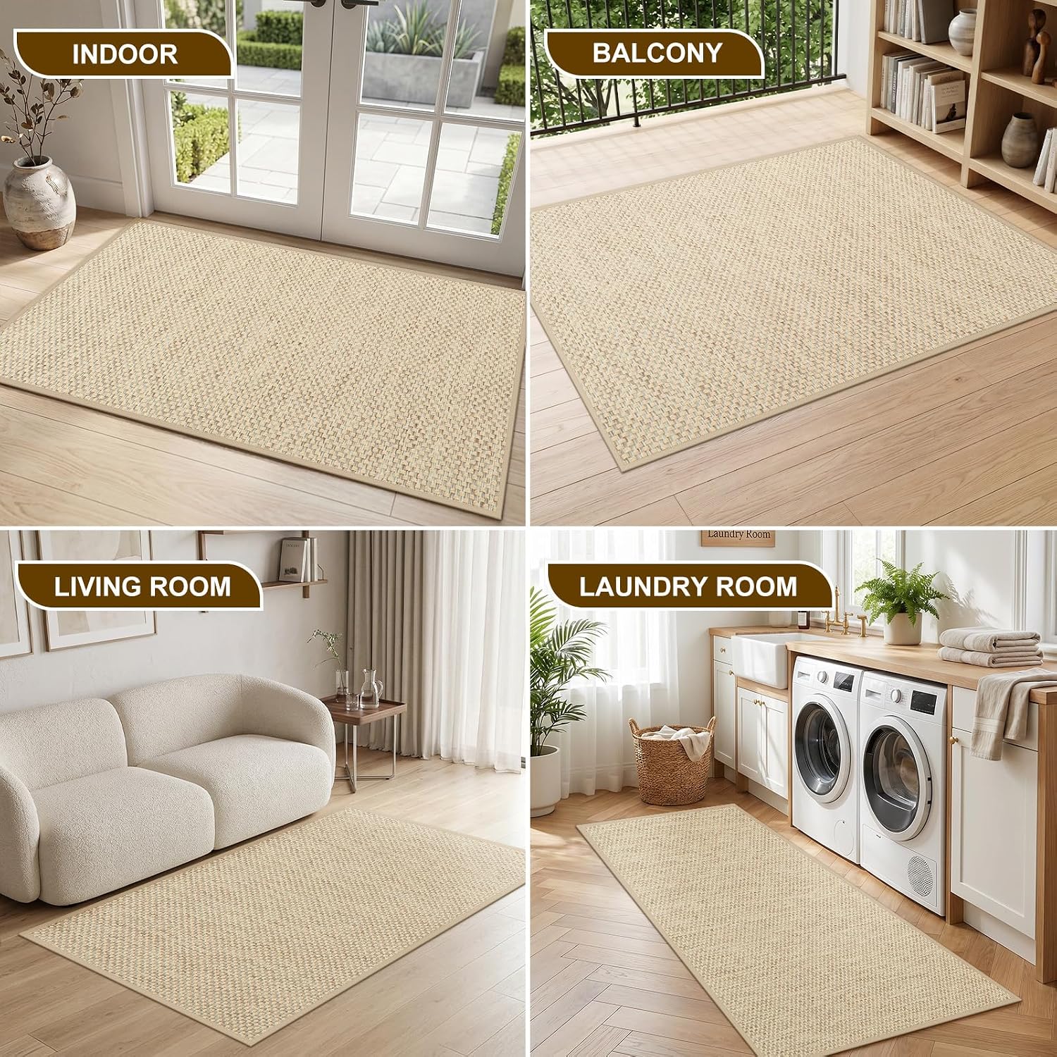 Non-Slip Indoor Doormat with Rubber Backing, 17 x 29 inch
