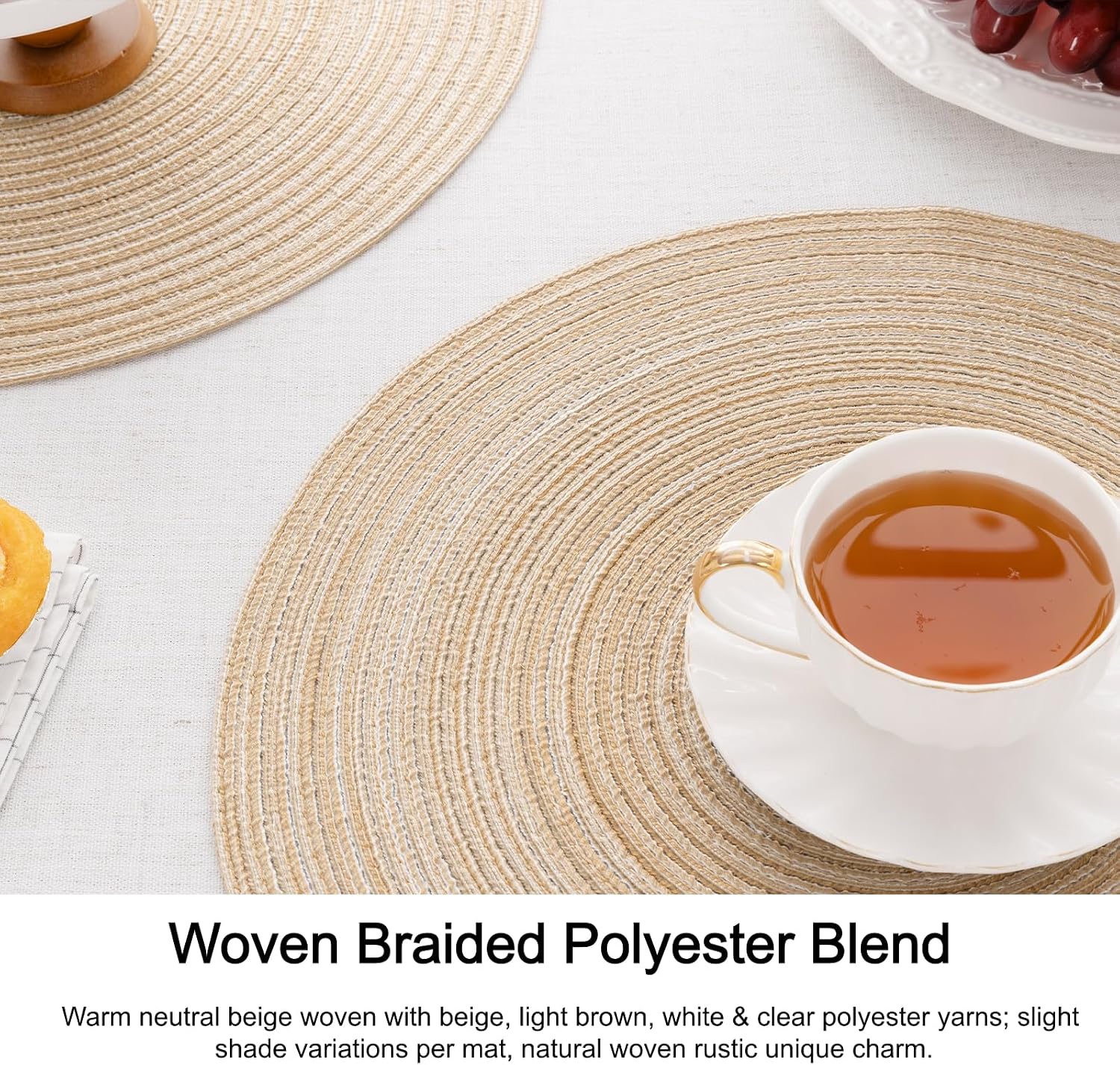 Round Braided Placemats, 15 inch, Set of 4