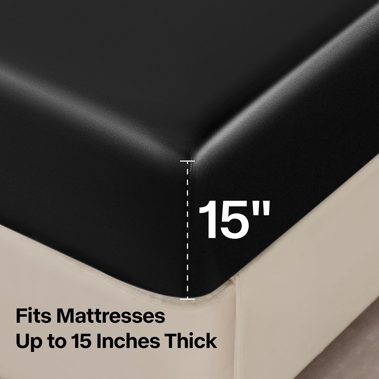 Satin Queen Sheet Set, 4 Pieces, Black